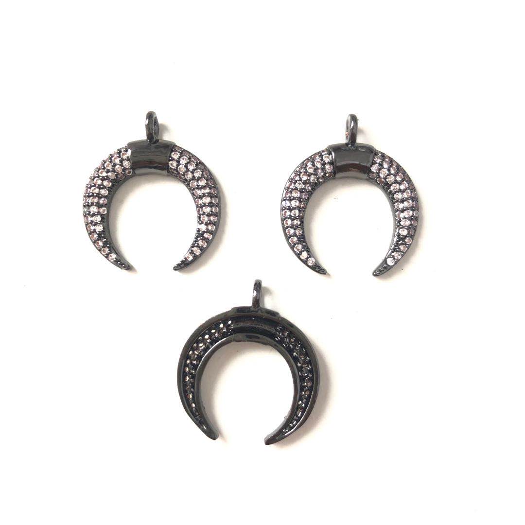 10pcs/lot 20*17mm CZ Paved Moon Charms Black CZ Paved Charms Sun Moon Stars Charms Beads Beyond