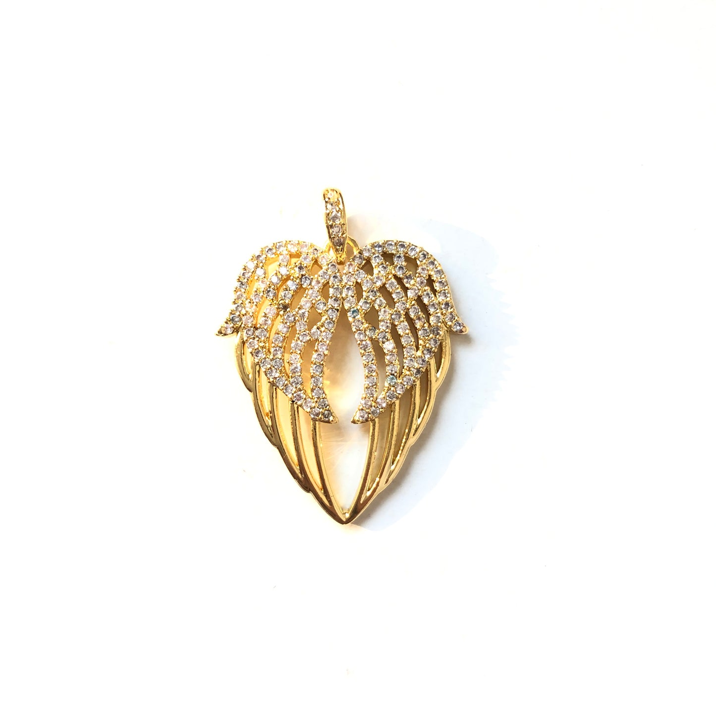 10pcs/lot 28*24mm CZ Paved Angel Wing Charms Gold CZ Paved Charms Wings Charms Beads Beyond