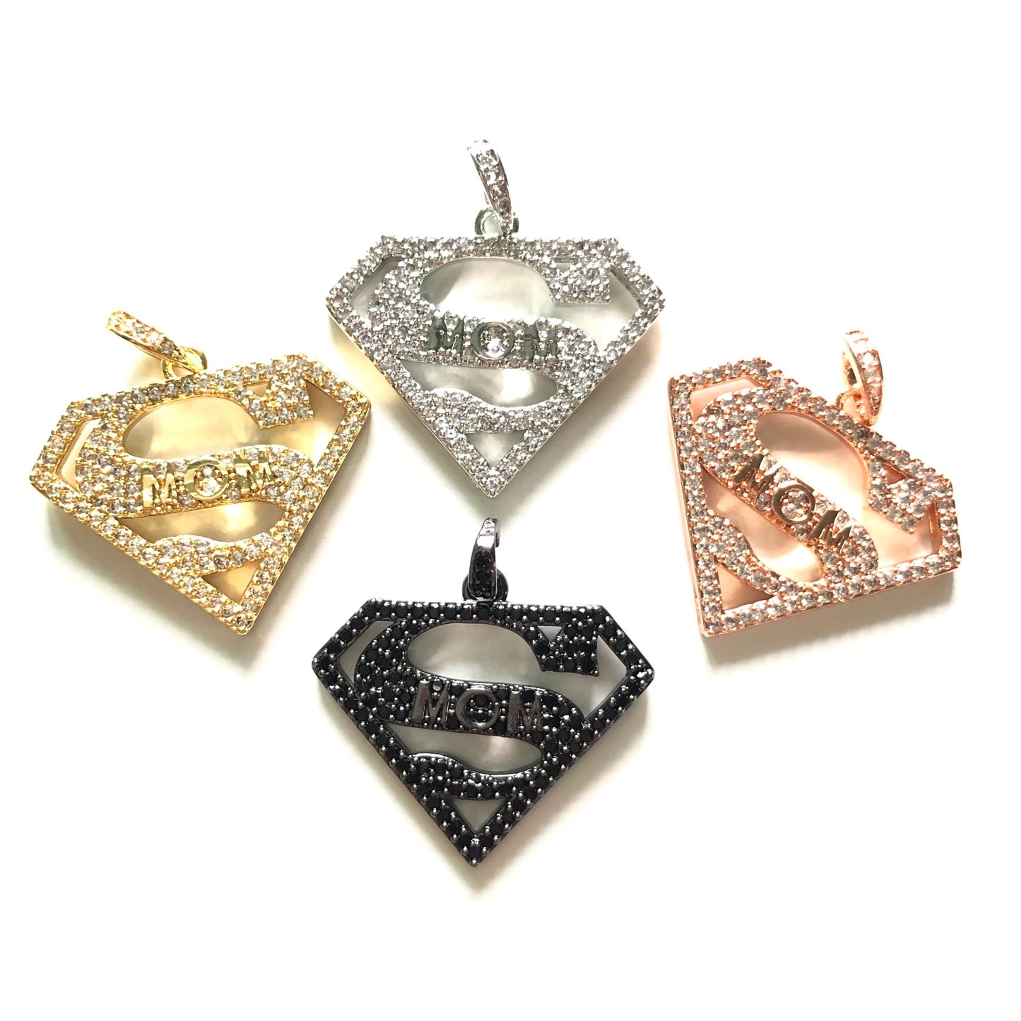 10pcs/lot 25*20mm CZ Paved Super Mom Charms CZ Paved Charms Mother's Day On Sale Charms Beads Beyond