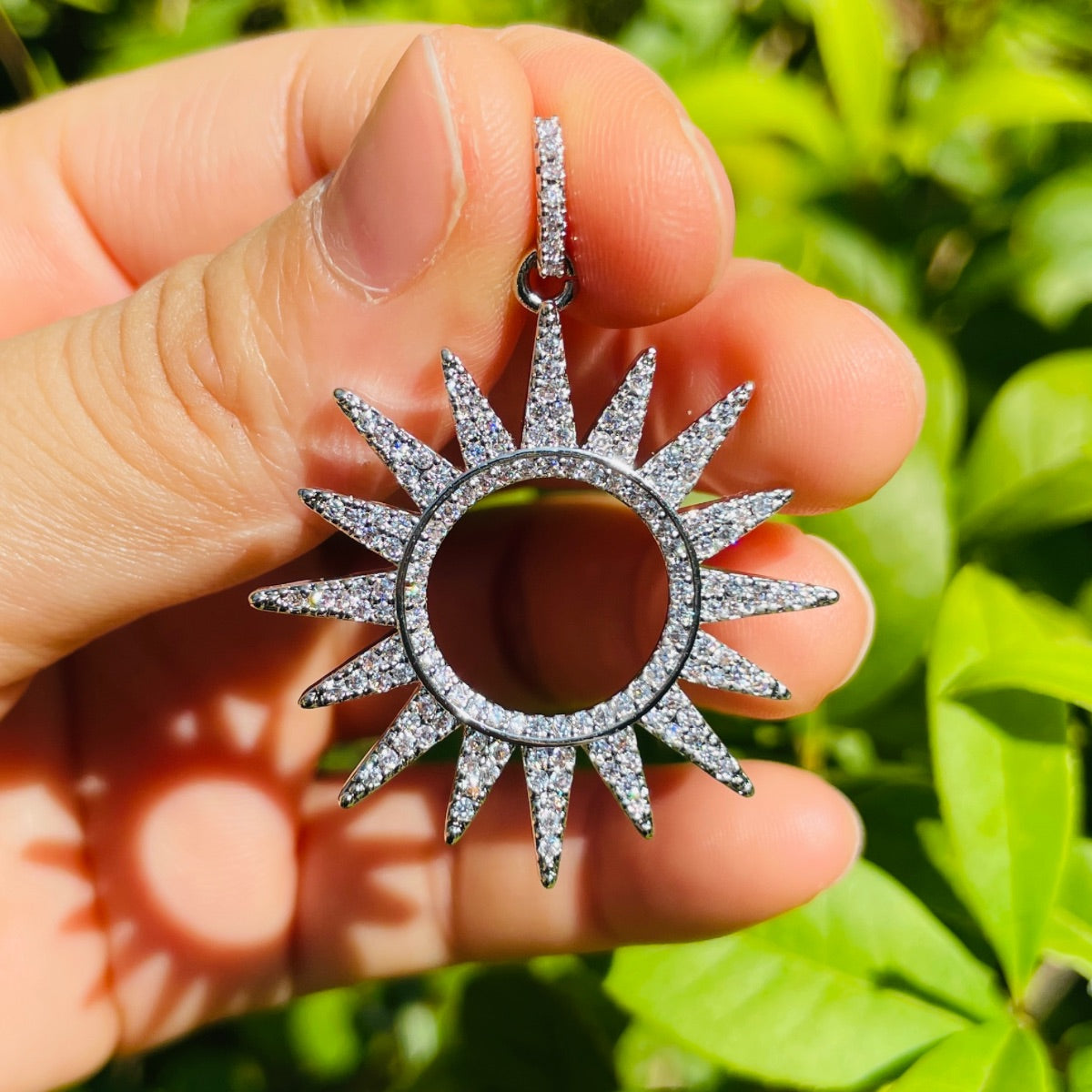 5-10pcs/lot 42.5*33.2mm Micro Pave Large Size Sun Charm Pendants CZ Paved Charms Large Sizes Sun Moon Stars Charms Beads Beyond