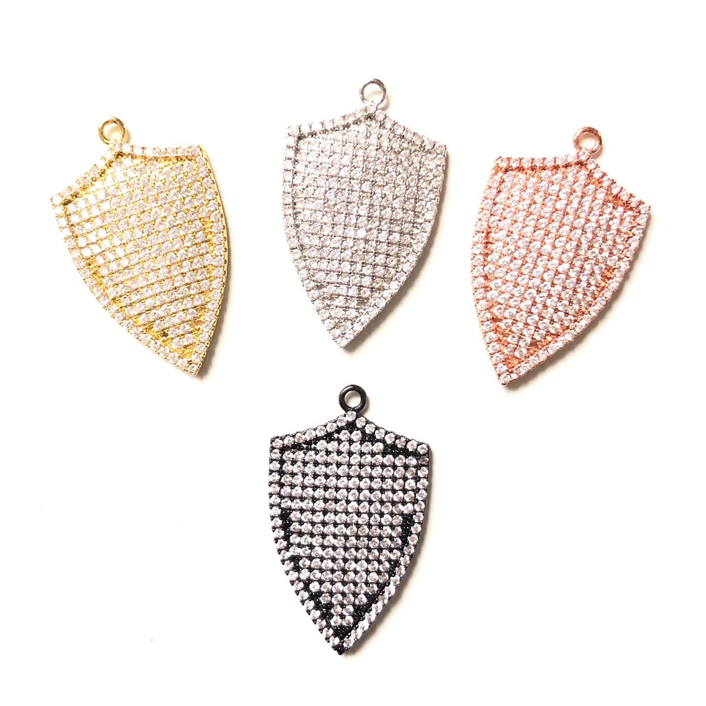 10pcs/lot 33*20mm CZ Paved Shield Charms CZ Paved Charms Geometrics Large Sizes Charms Beads Beyond
