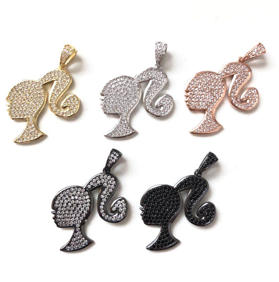 10pcs/lot 25.5*25mm CZ Paved Barbie Girl Charms CZ Paved Charms Fashion Charms Beads Beyond