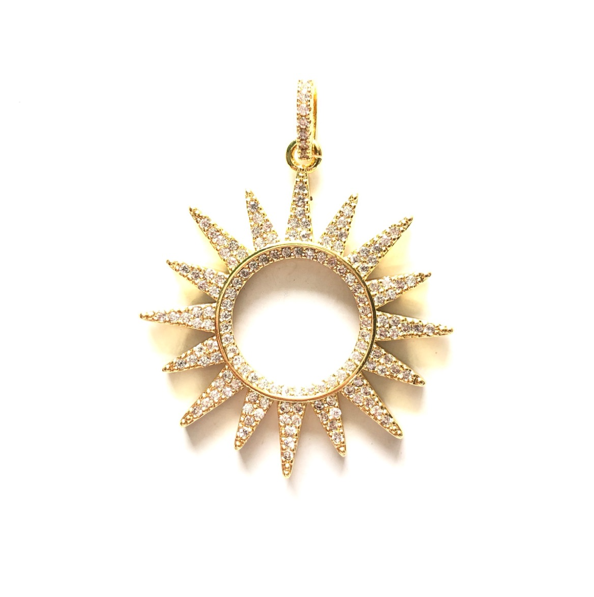 5-10pcs/lot 42.5*33.2mm Micro Pave Large Size Sun Charm Pendants Gold CZ Paved Charms Large Sizes Sun Moon Stars Charms Beads Beyond