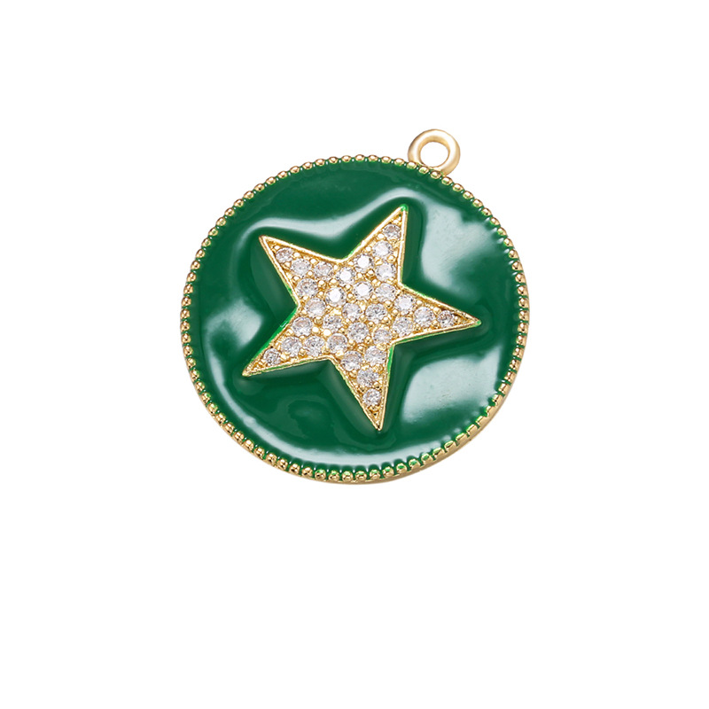 10pcs/lot 27.5*24mm Colorful Enamel CZ Pave Star Charm for Jewelry Making Green Enamel Charms Charms Beads Beyond