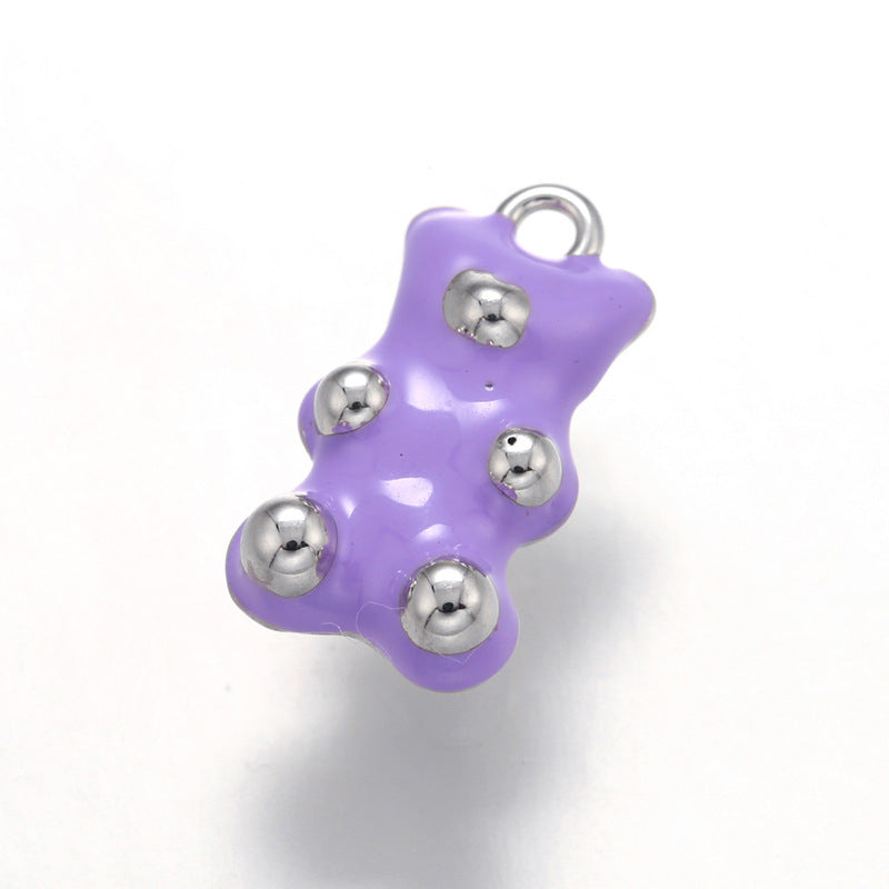 10pcs/lot 17.5*10mm Colorful Enamel Gold & Silver Plated Baby Bear Charm Silver Purple Enamel Charms Charms Beads Beyond