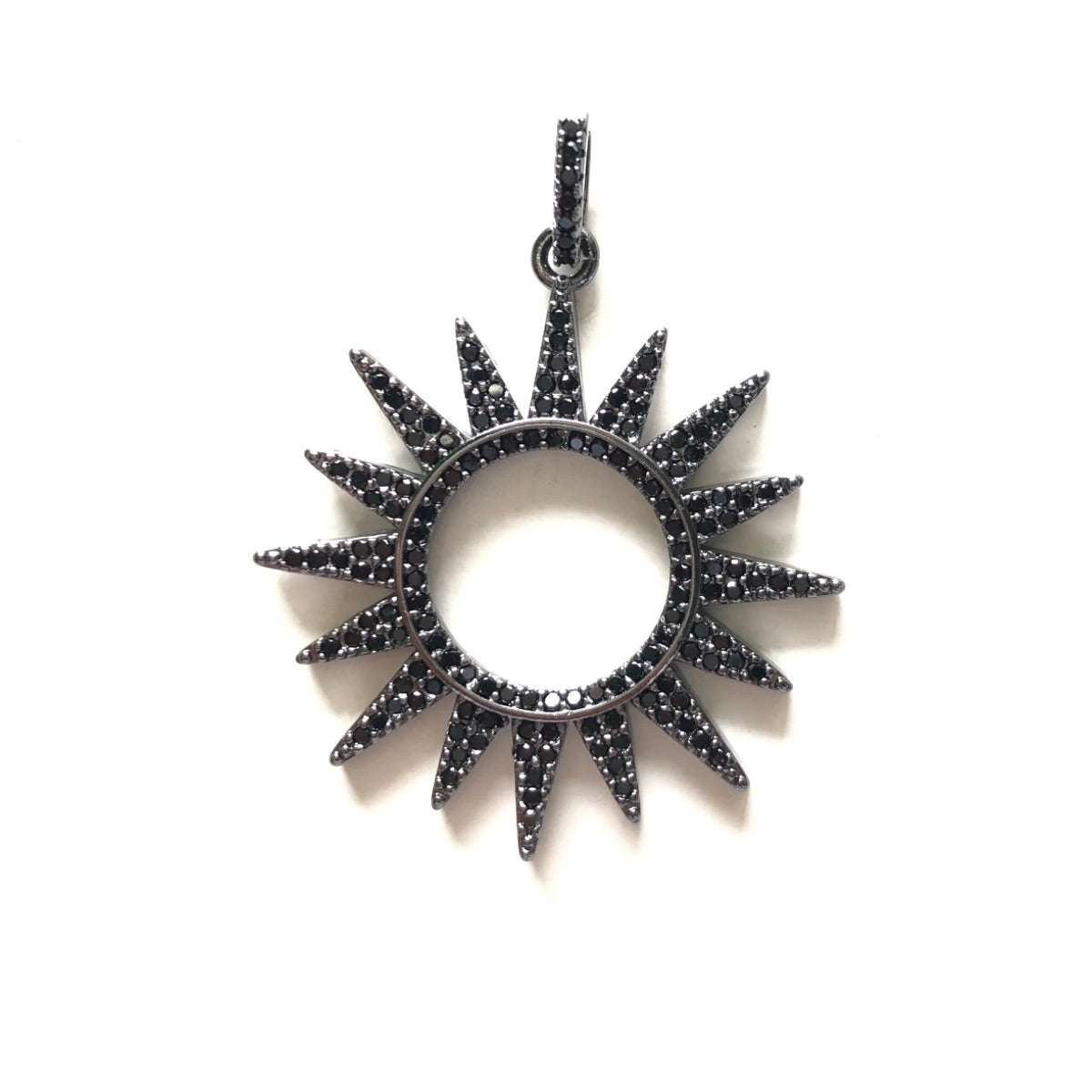 5-10pcs/lot 42.5*33.2mm Micro Pave Large Size Sun Charm Pendants Black on Black CZ Paved Charms Large Sizes Sun Moon Stars Charms Beads Beyond
