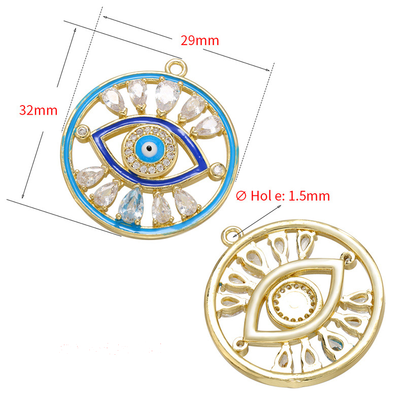 5pcs/lot 29*32mm CZ Paved Blue Evil Eye Charm Enamel Charms Charms Beads Beyond