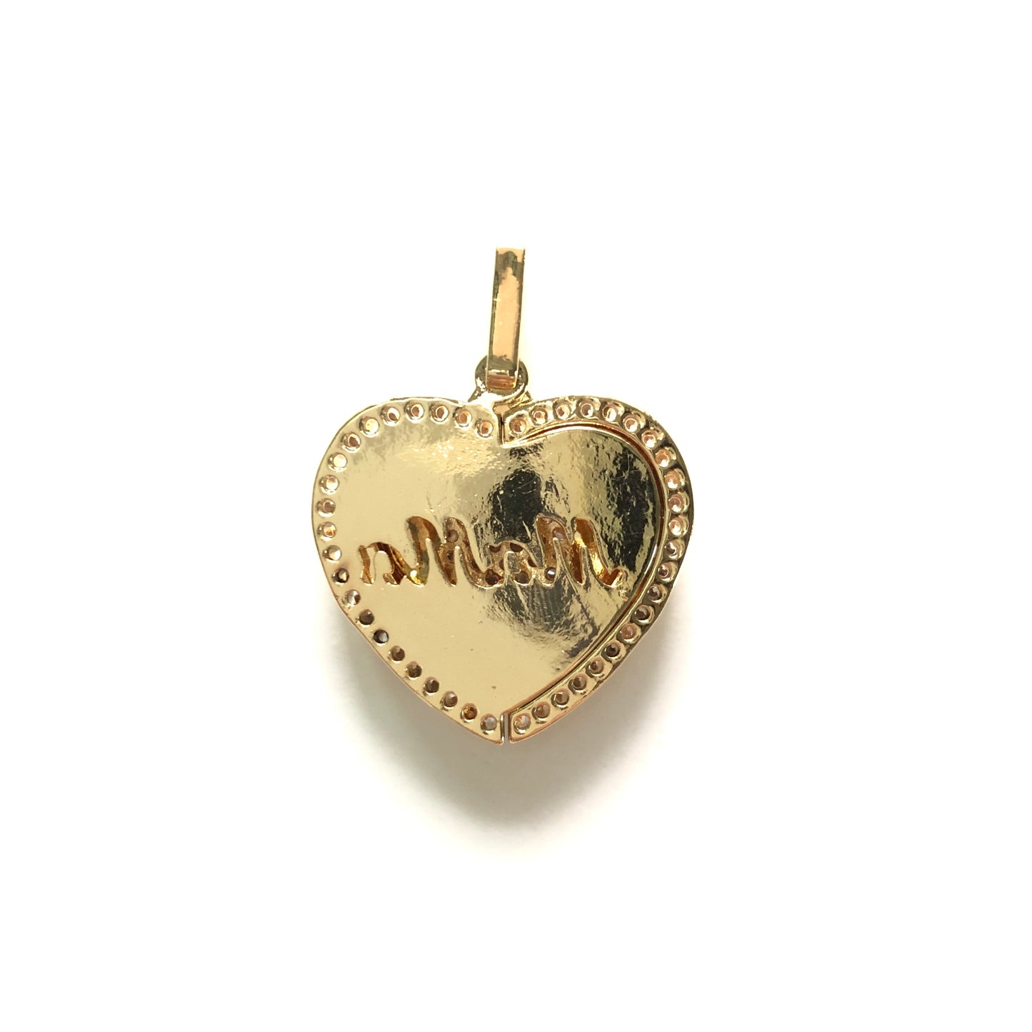 10pcs/lot 27*22mm CZ Paved Mom in Heart 3D Charms CZ Paved Charms Mother's Day On Sale Charms Beads Beyond