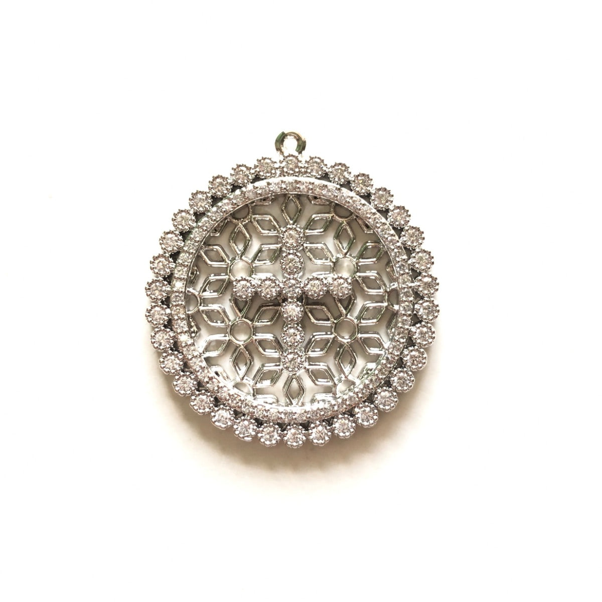 5-10pcs/lot 32*30mm CZ Paved Big Size Round Cross Charms Silver CZ Paved Charms Crosses Large Sizes Charms Beads Beyond