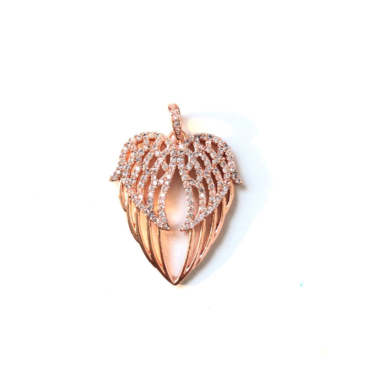 10pcs/lot 28*24mm CZ Paved Angel Wing Charms Rose Gold CZ Paved Charms Wings Charms Beads Beyond