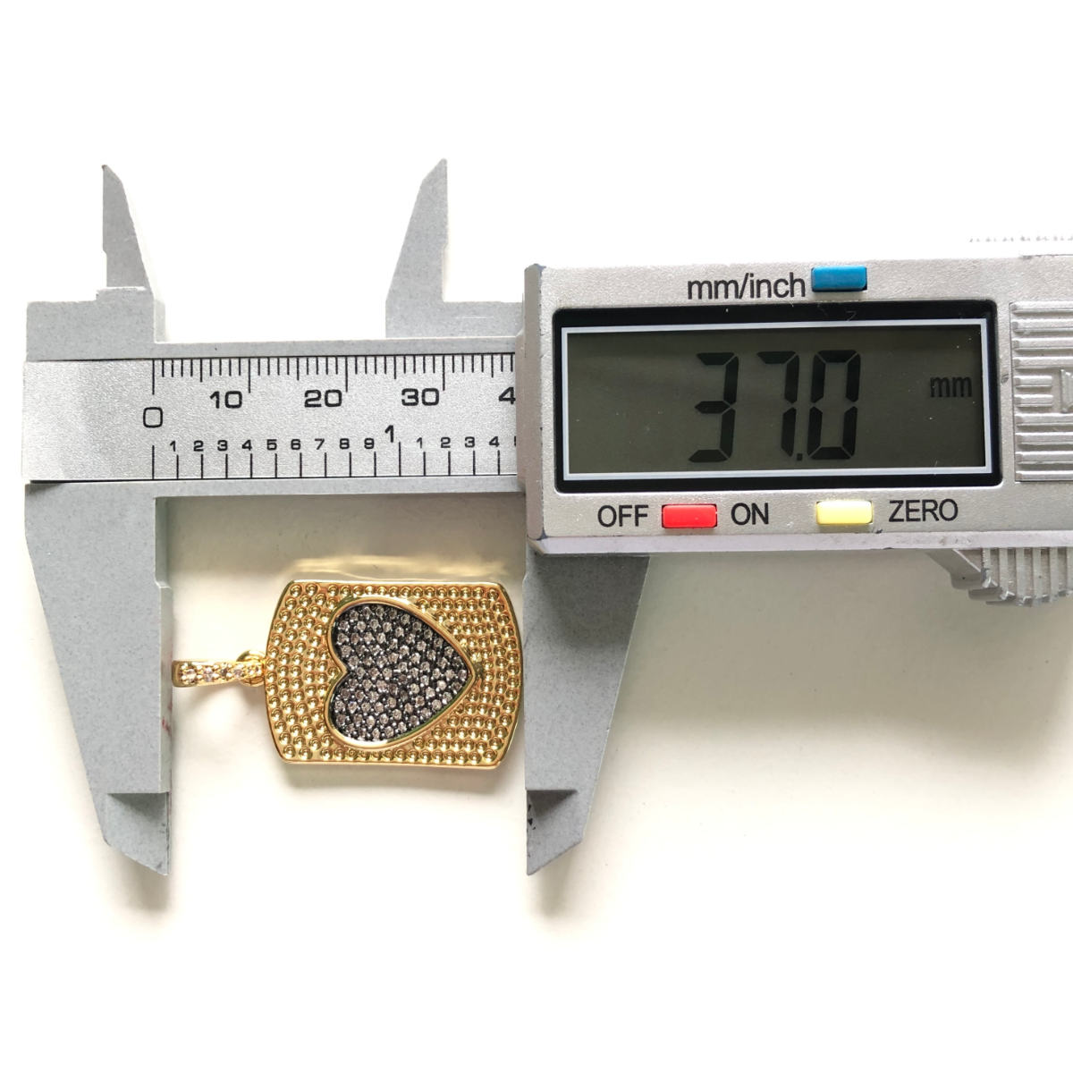 5pcs/lot 37*19mm CZ Pave Heart Rectangle Plate Charm Pendants - Gold & Gunmetal Plated CZ Paved Charms Hearts On Sale Charms Beads Beyond