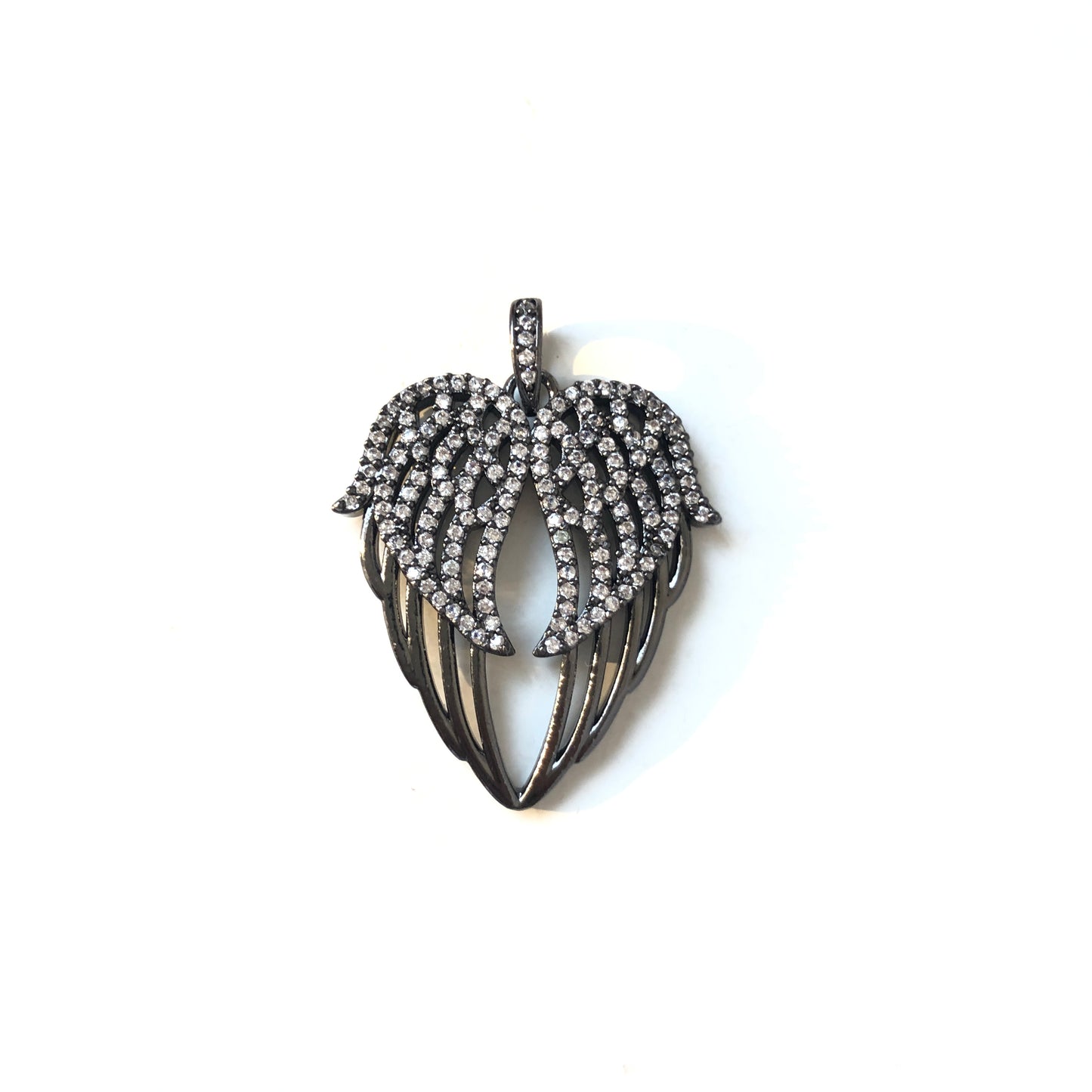 10pcs/lot 28*24mm CZ Paved Angel Wing Charms Black CZ Paved Charms Wings Charms Beads Beyond