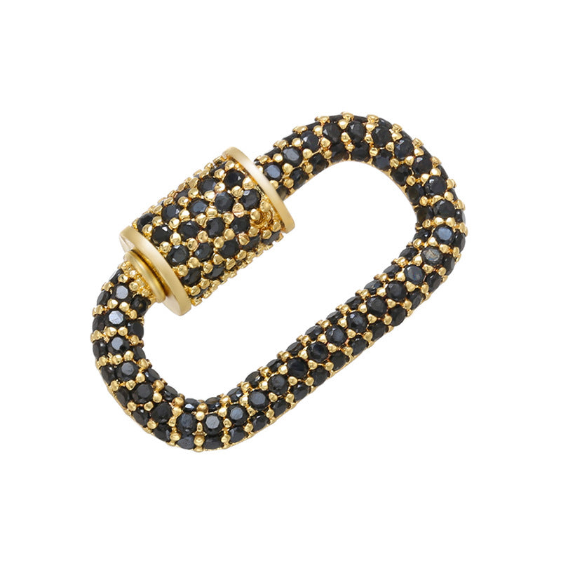 10pcs/lot 24.5*14.5mm CZ Paved Screw Clasps / Connectors / Pendants Black CZ on Gold Accessories Colorful Zirconia Charms Beads Beyond
