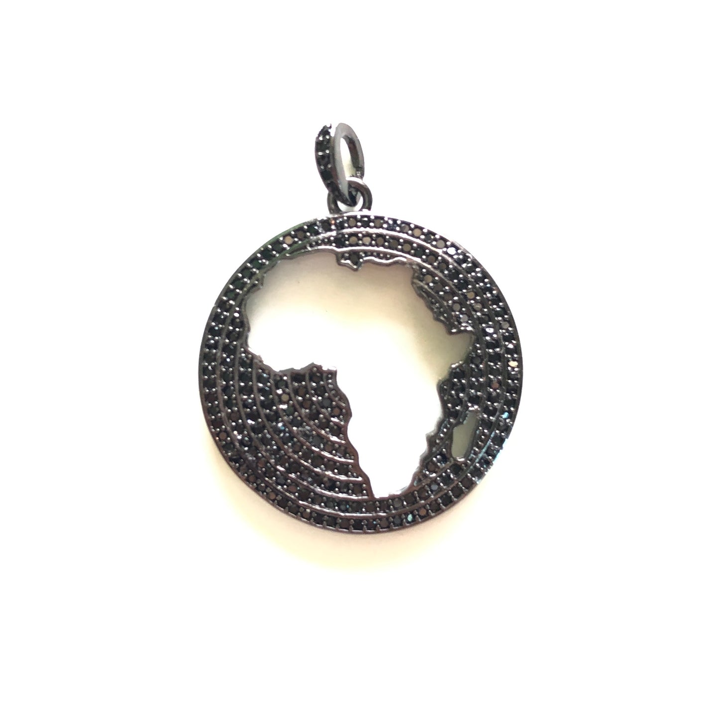 10pcs/lot 27mm CZ Paved Africa Map Charms for Black History Month Juneteenth Awareness Black CZ Paved Charms Juneteenth & Black History Month Awareness Maps On Sale Charms Beads Beyond