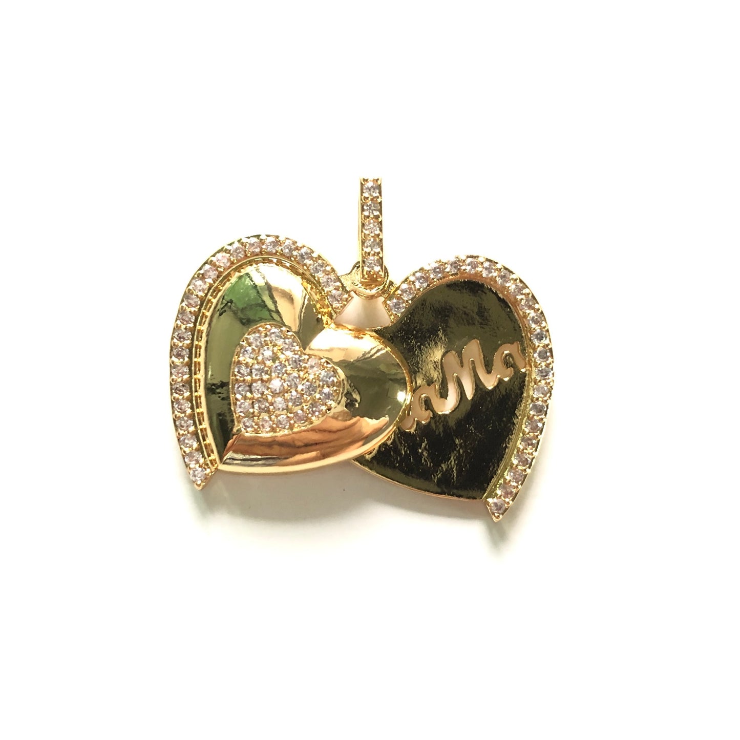 10pcs/lot 27*22mm CZ Paved Mom in Heart 3D Charms CZ Paved Charms Mother's Day On Sale Charms Beads Beyond