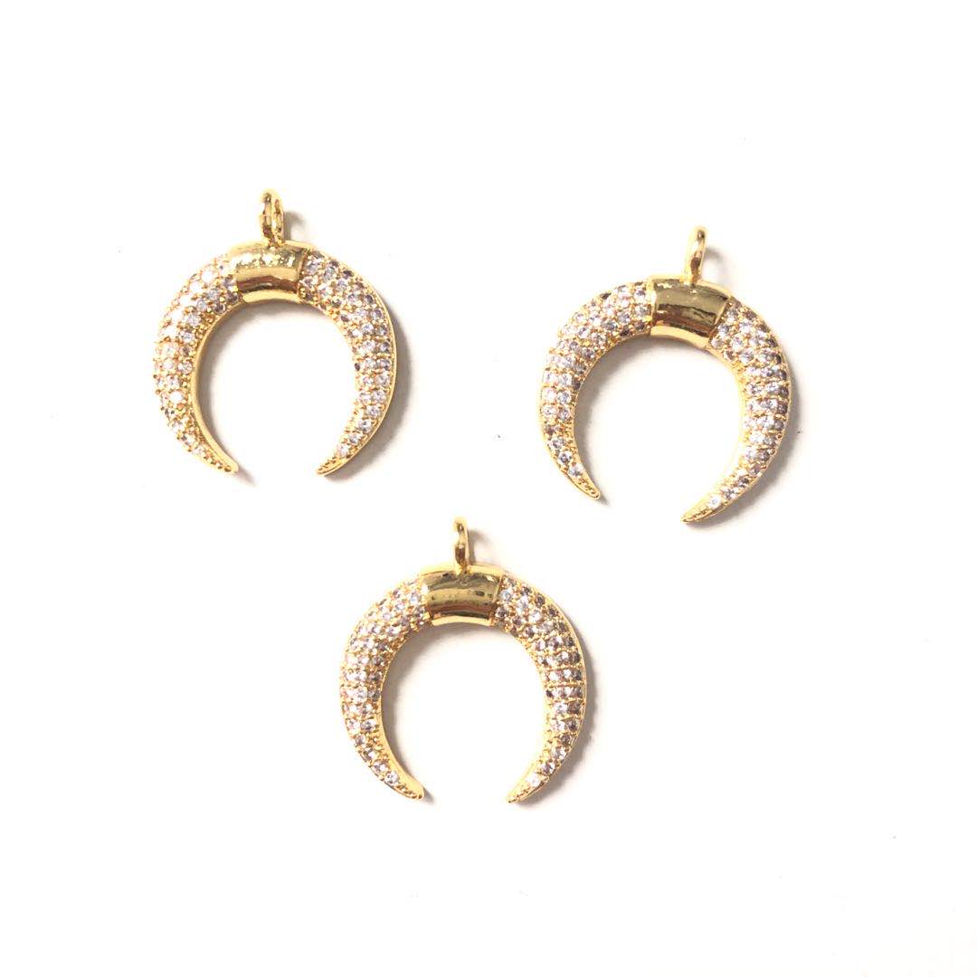10pcs/lot 20*17mm CZ Paved Moon Charms Gold CZ Paved Charms Sun Moon Stars Charms Beads Beyond