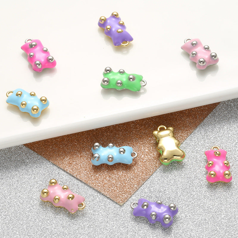 10pcs/lot 17.5*10mm Colorful Enamel Gold & Silver Plated Baby Bear Charm Enamel Charms Charms Beads Beyond