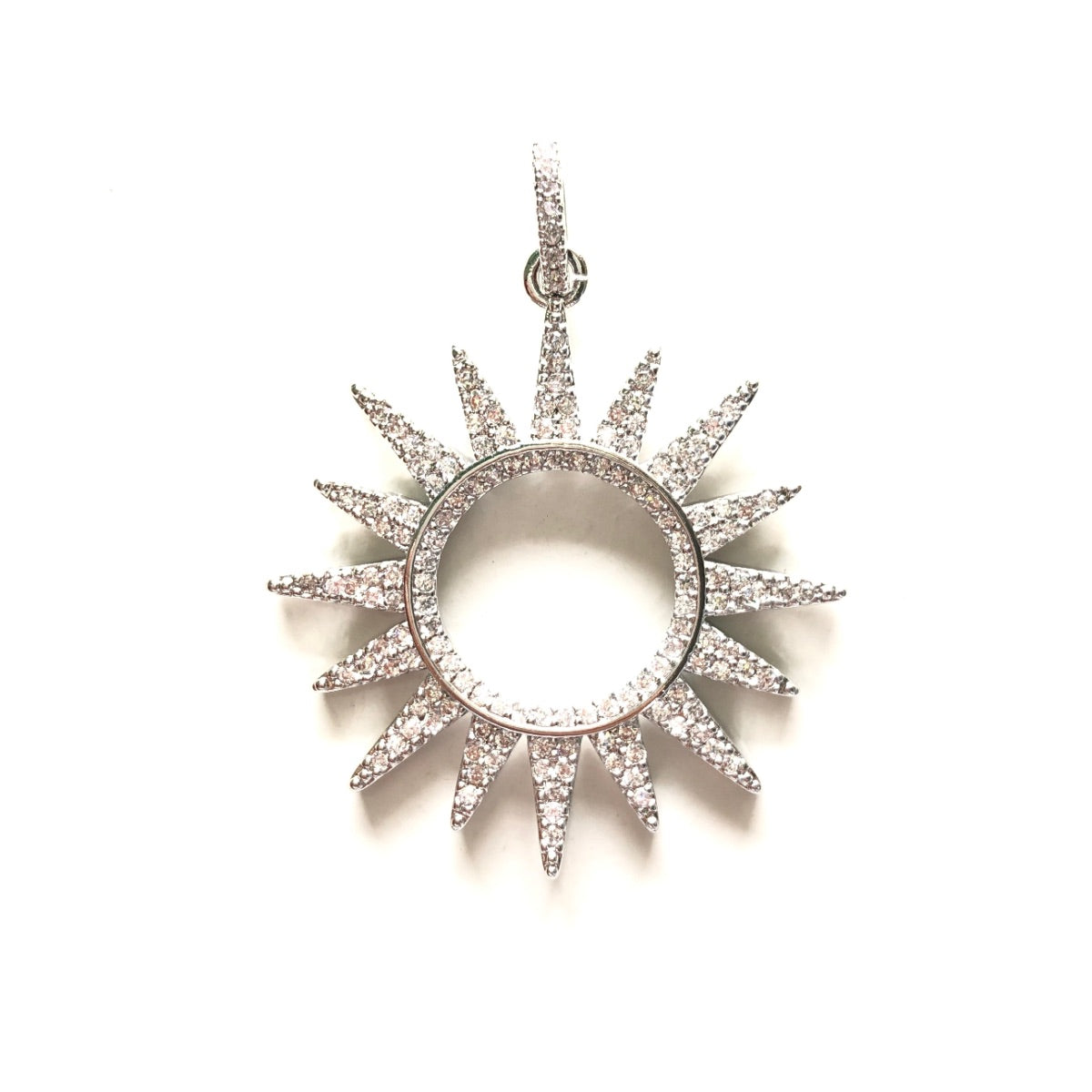 5-10pcs/lot 42.5*33.2mm Micro Pave Large Size Sun Charm Pendants Silver CZ Paved Charms Large Sizes Sun Moon Stars Charms Beads Beyond