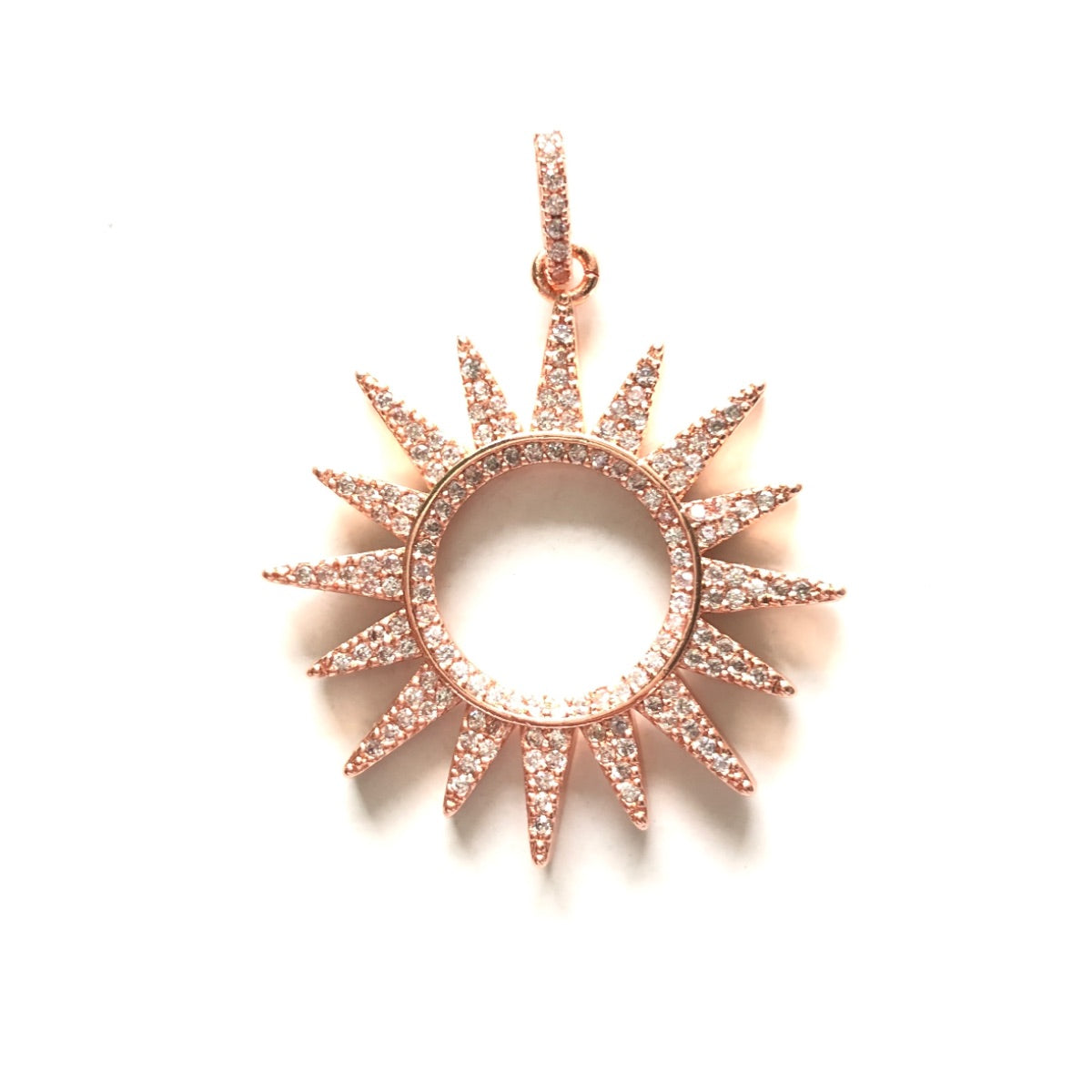 5-10pcs/lot 42.5*33.2mm Micro Pave Large Size Sun Charm Pendants Rose Gold CZ Paved Charms Large Sizes Sun Moon Stars Charms Beads Beyond