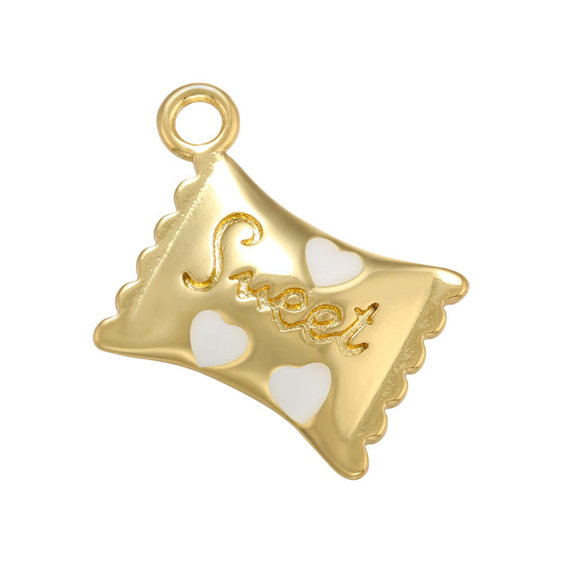 10pcs/lot 16*13mm Gold Plated Enamel Sweet Candy Charm White Enamel Charms Charms Beads Beyond