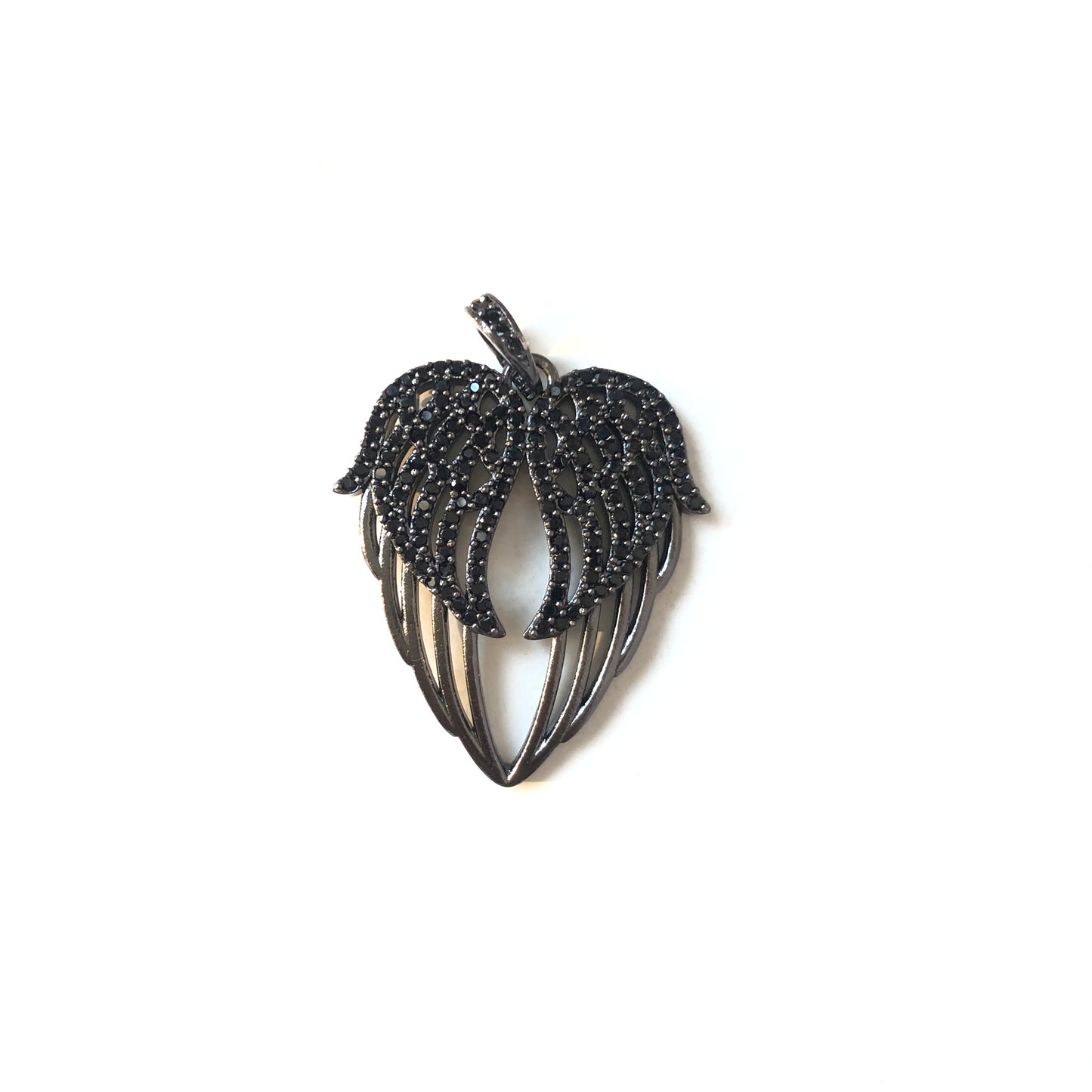 10pcs/lot 28*24mm CZ Paved Angel Wing Charms Black on Black CZ Paved Charms Wings Charms Beads Beyond