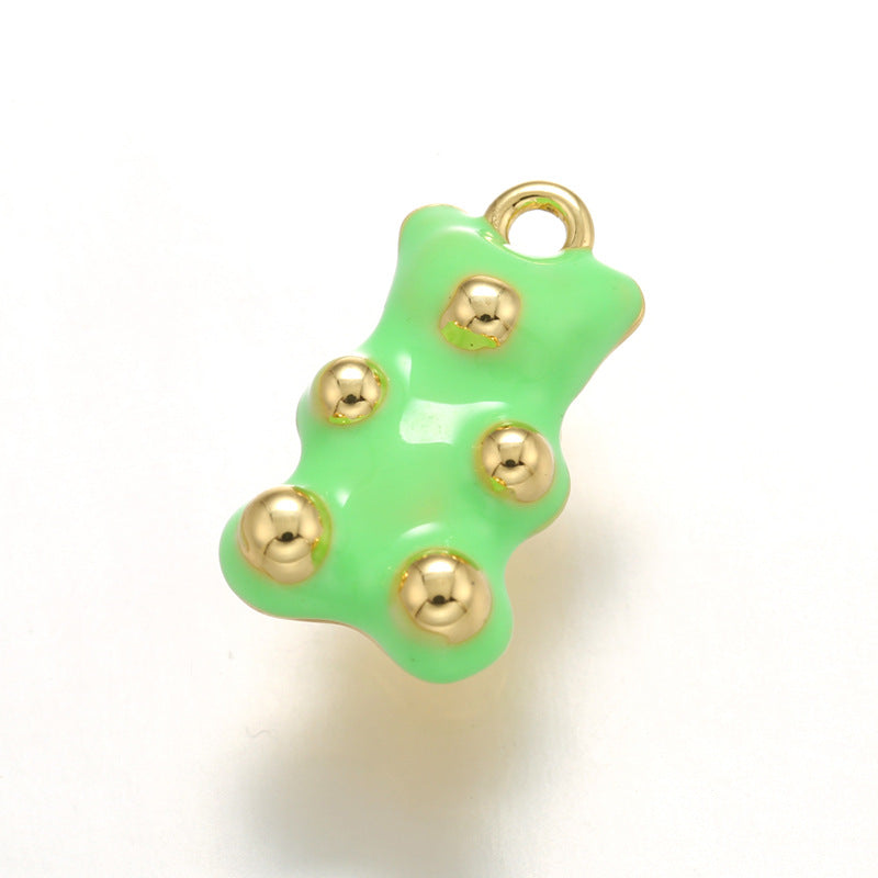 10pcs/lot 17.5*10mm Colorful Enamel Gold & Silver Plated Baby Bear Charm Gold Green Enamel Charms Charms Beads Beyond