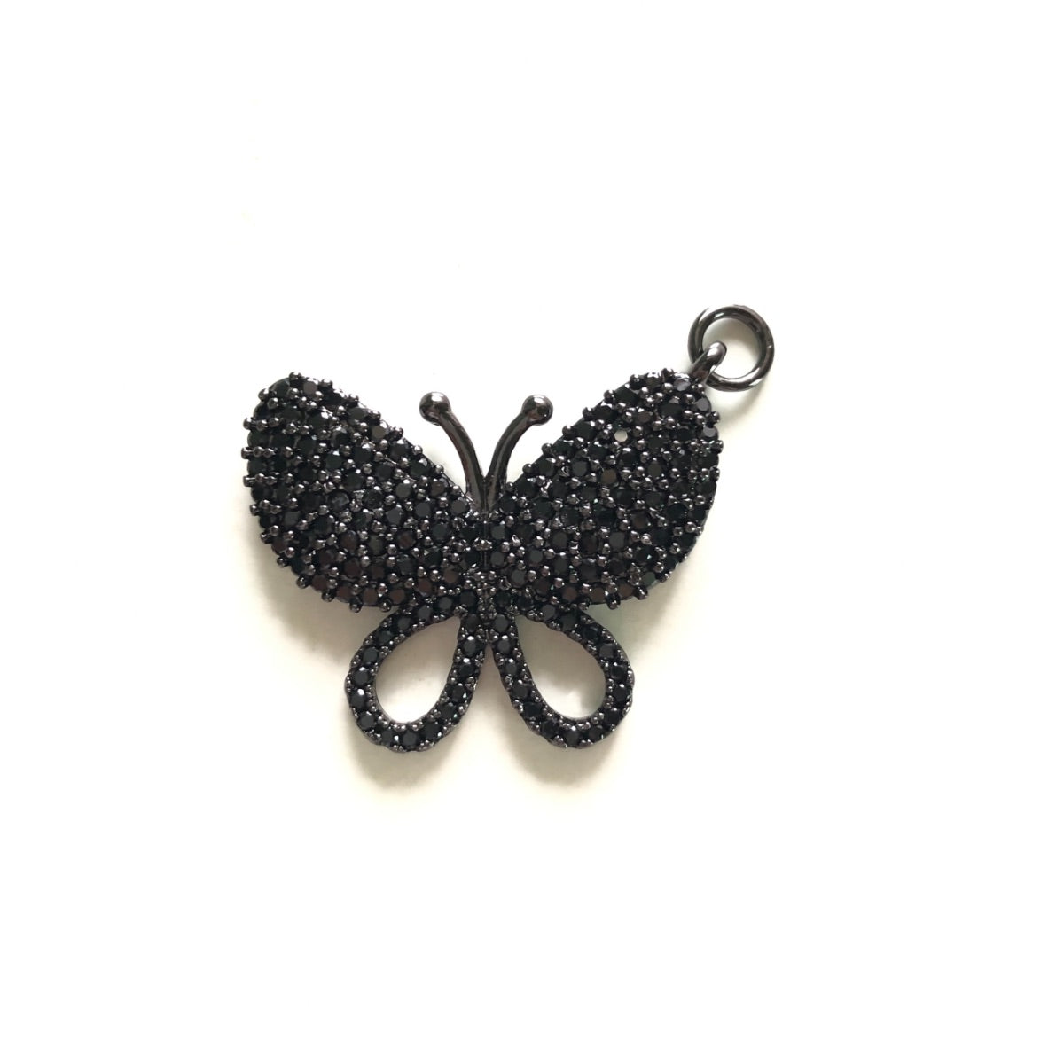 10pcs/lot 25.6*21.5mm CZ Paved Butterfly Charms Black on Black CZ Paved Charms Butterflies On Sale Charms Beads Beyond