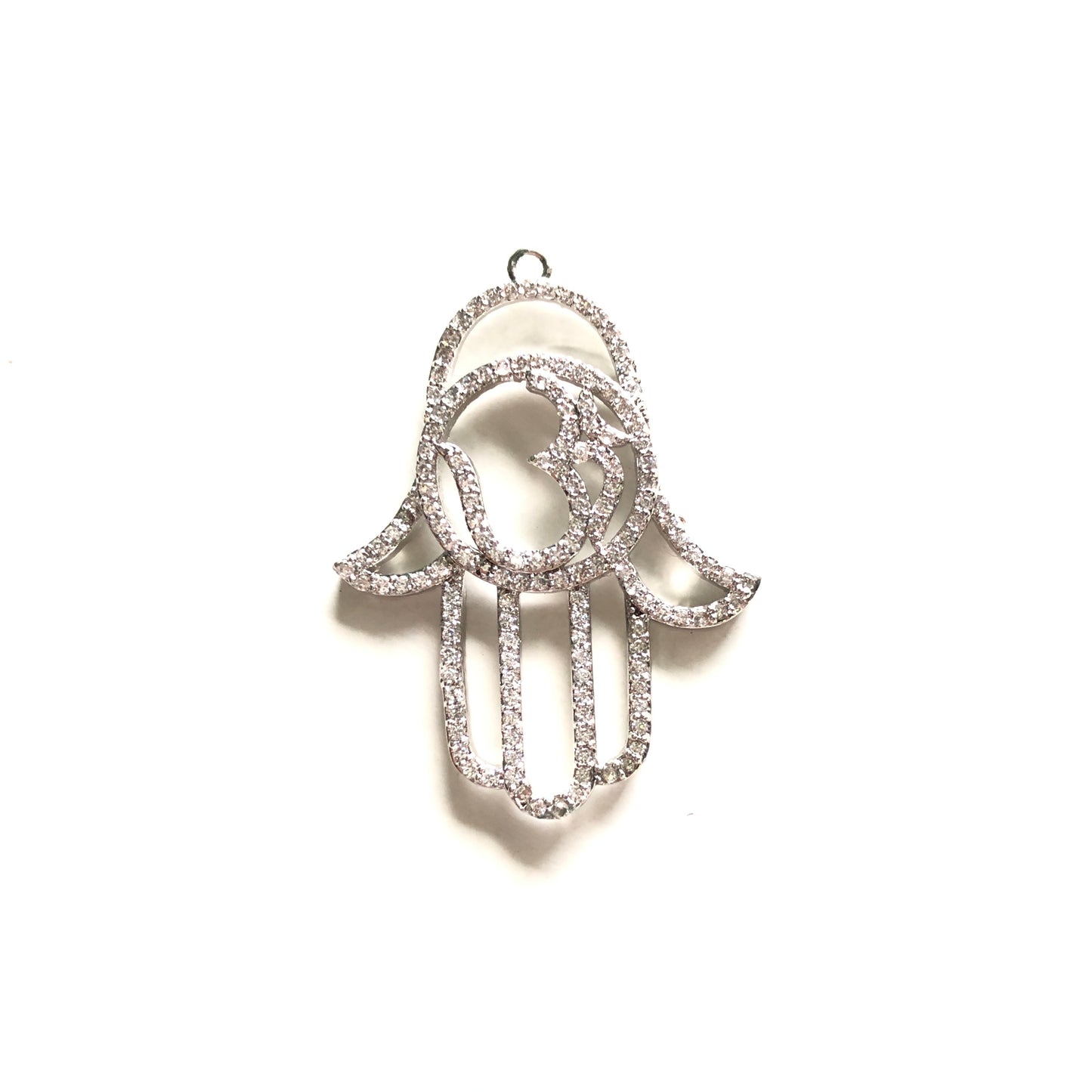10pcs/lot 35*25mm CZ Paved Hamsa Charms Silver CZ Paved Charms Hamsa Charms Beads Beyond