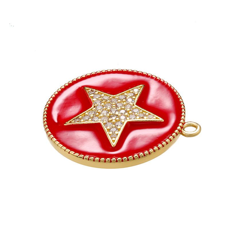 10pcs/lot 27.5*24mm Colorful Enamel CZ Pave Star Charm for Jewelry Making Enamel Charms Charms Beads Beyond