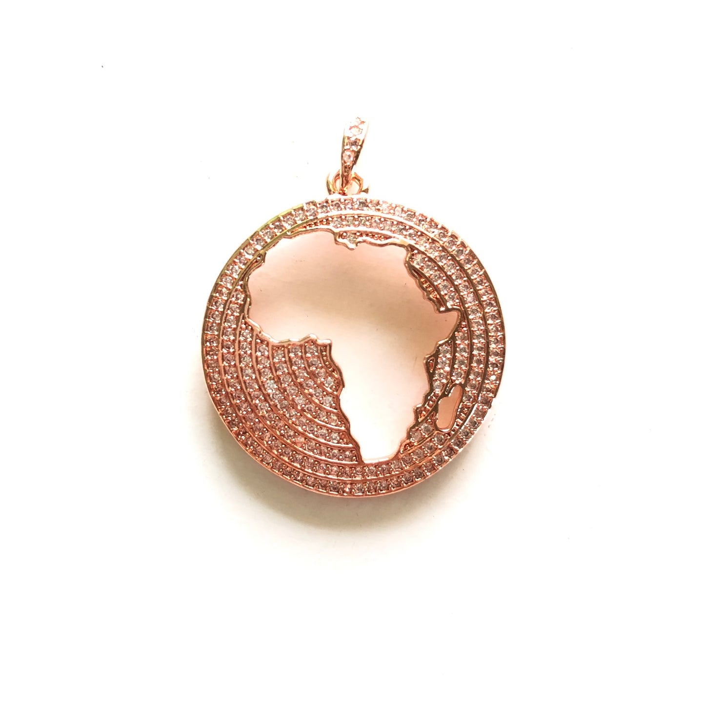 10pcs/lot 27mm CZ Paved Africa Map Charms for Black History Month Juneteenth Awareness Rose Gold CZ Paved Charms Juneteenth & Black History Month Awareness Maps On Sale Charms Beads Beyond