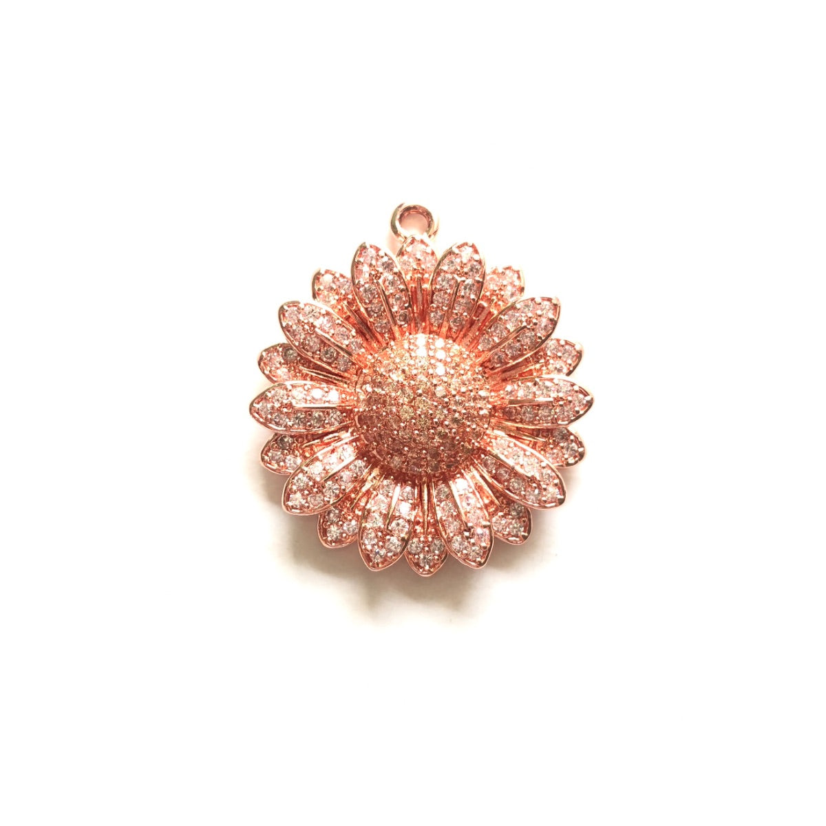 5-10pcs/lot 28.5*26mm Clear/Black + Champagne CZ Paved Sunflower Charms Clear+Champagne on Rose Gold CZ Paved Charms Flowers Charms Beads Beyond