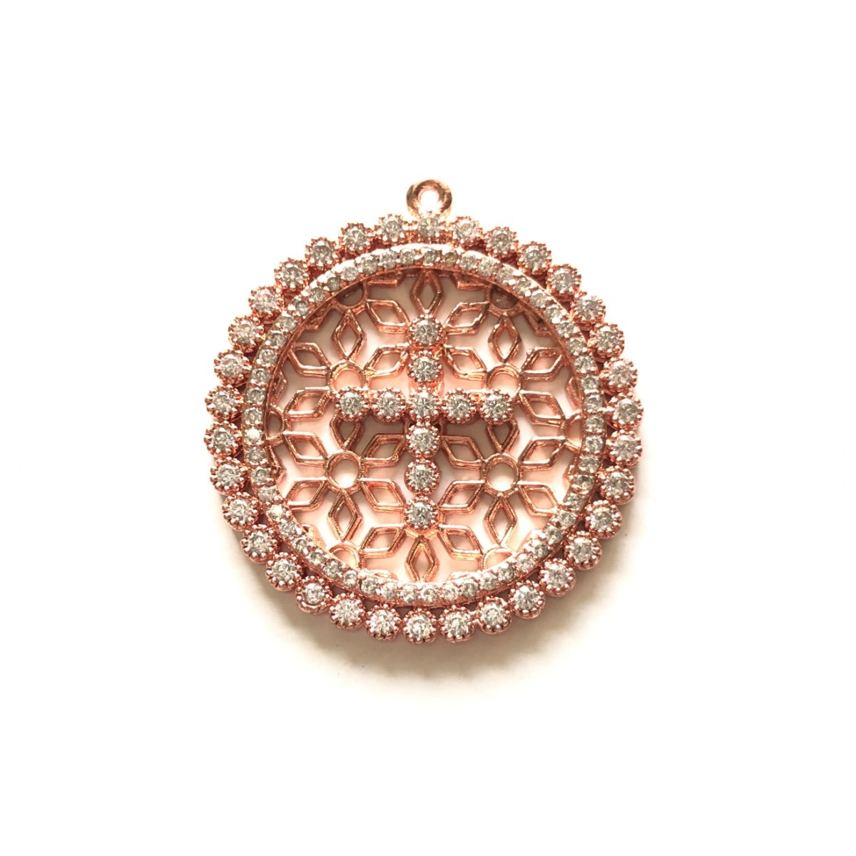 5-10pcs/lot 32*30mm CZ Paved Big Size Round Cross Charms Rose Gold CZ Paved Charms Crosses Large Sizes Charms Beads Beyond