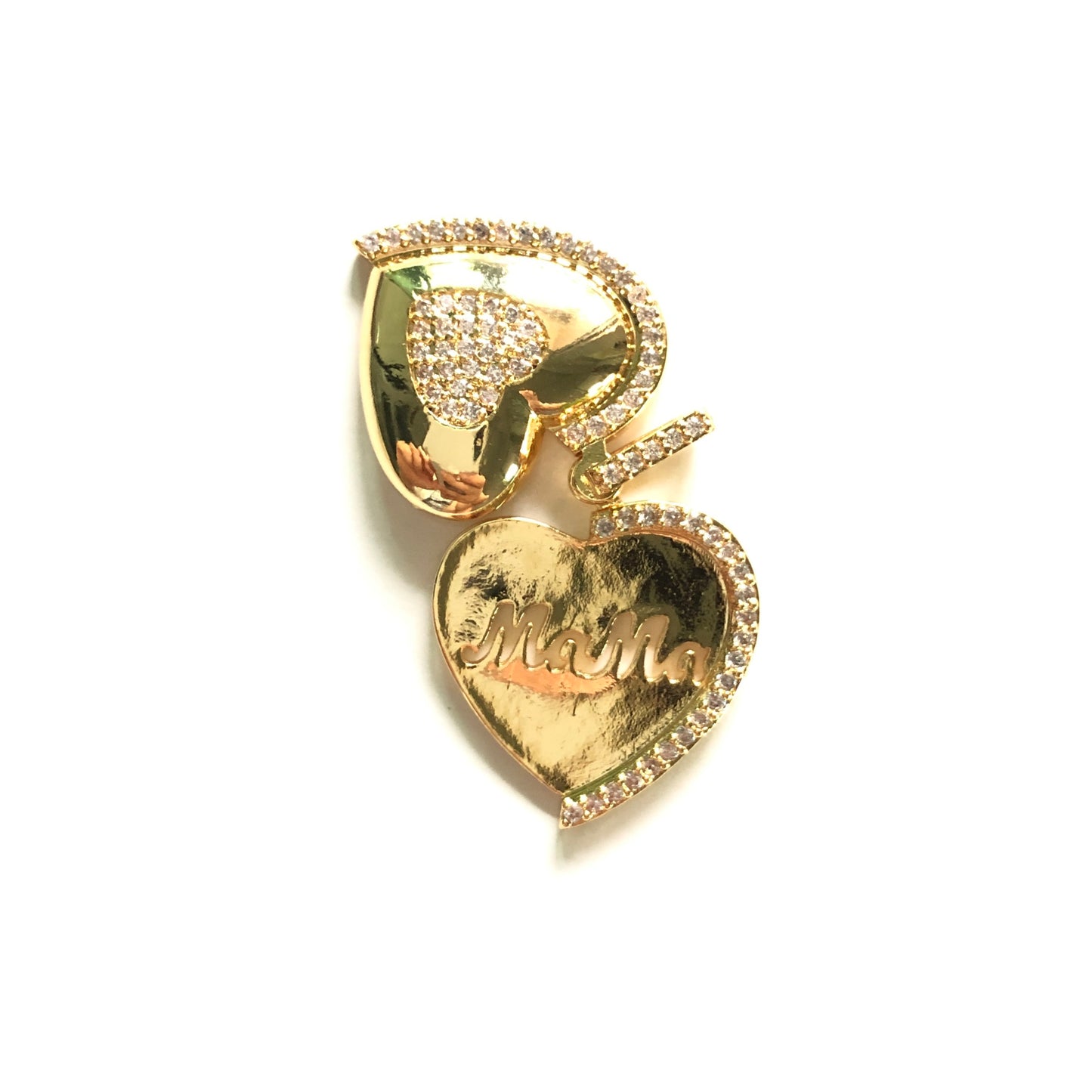 10pcs/lot 27*22mm CZ Paved Mom in Heart 3D Charms CZ Paved Charms Mother's Day On Sale Charms Beads Beyond