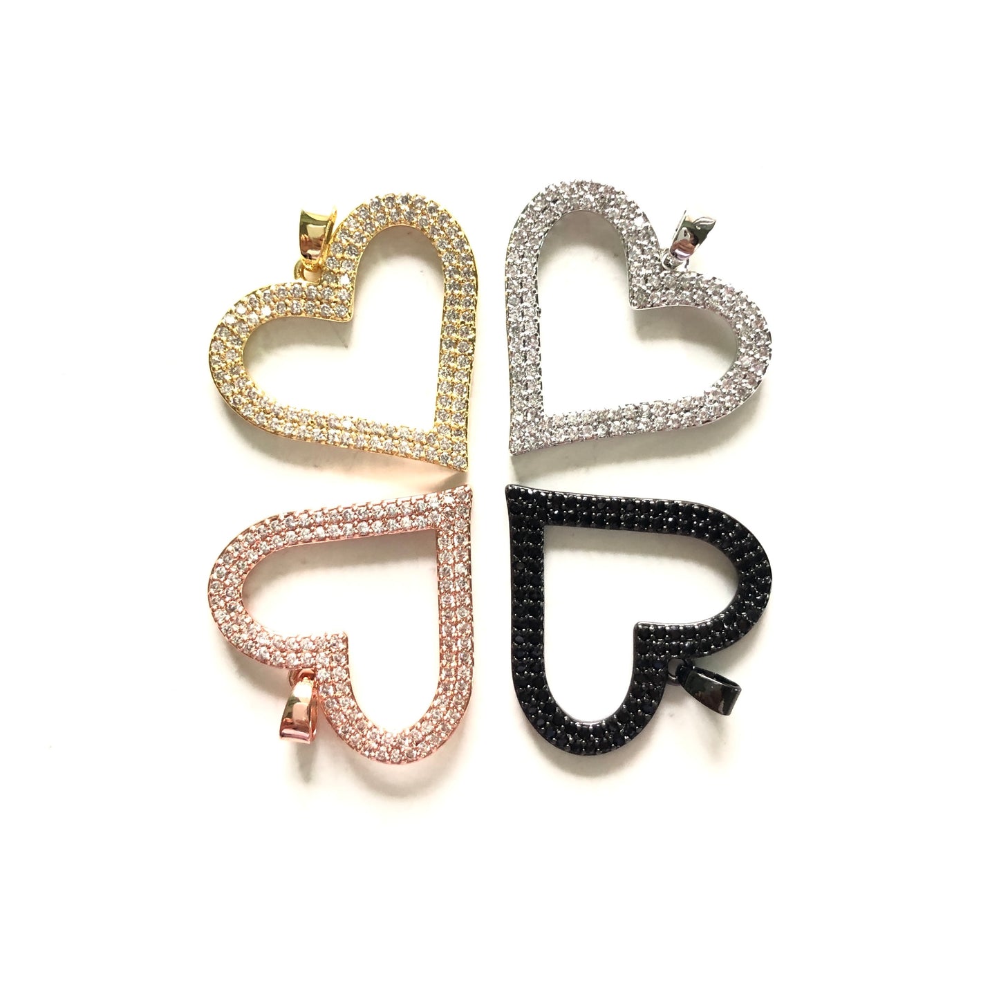 10pcs/lot 25*24mm CZ Paved Heart Charms CZ Paved Charms Hearts Charms Beads Beyond