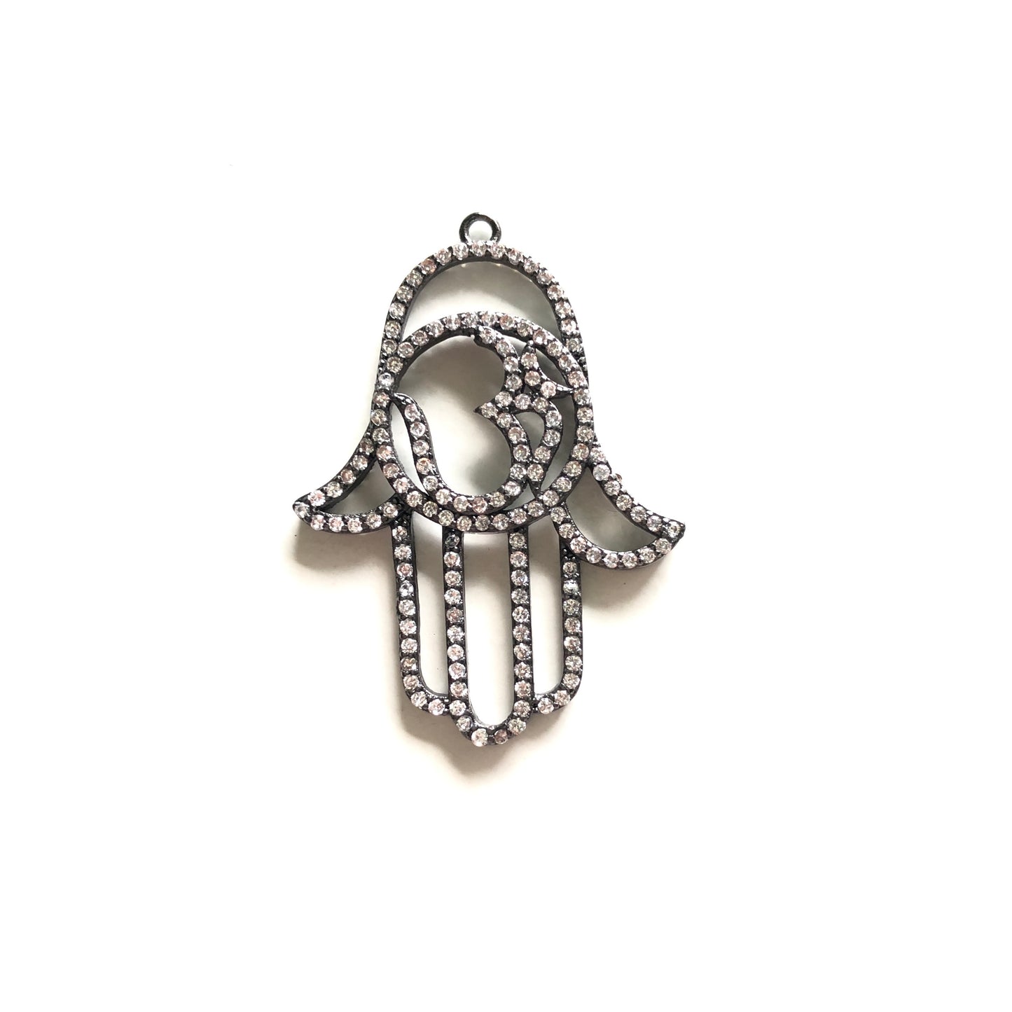 10pcs/lot 35*25mm CZ Paved Hamsa Charms Clear on Black CZ Paved Charms Hamsa Charms Beads Beyond