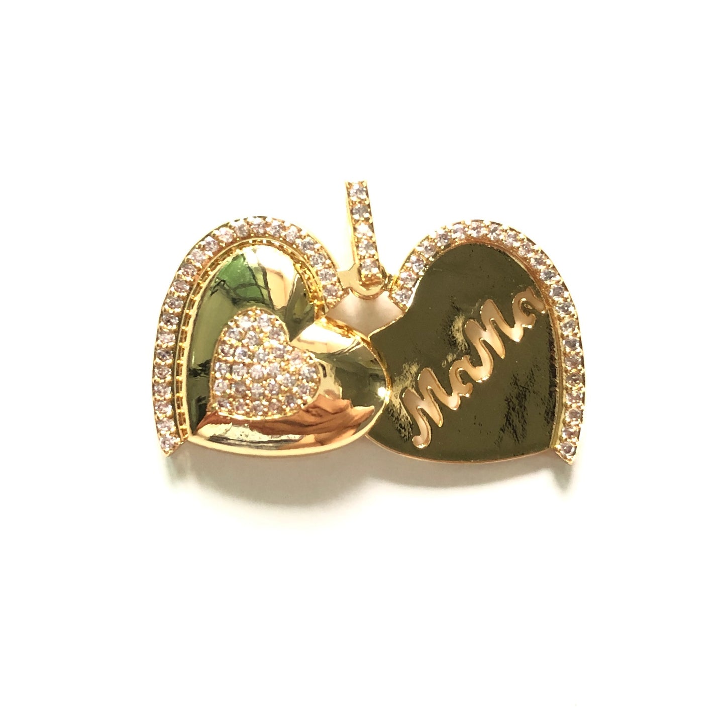 10pcs/lot 27*22mm CZ Paved Mom in Heart 3D Charms CZ Paved Charms Mother's Day On Sale Charms Beads Beyond