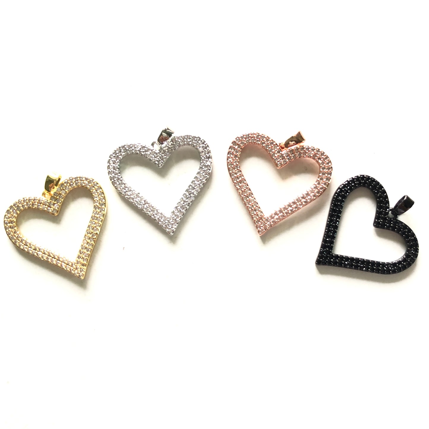 10pcs/lot 25*24mm CZ Paved Heart Charms CZ Paved Charms Hearts Charms Beads Beyond
