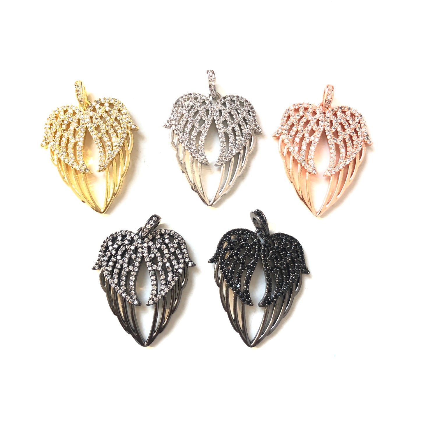 10pcs/lot 28*24mm CZ Paved Angel Wing Charms CZ Paved Charms Wings Charms Beads Beyond