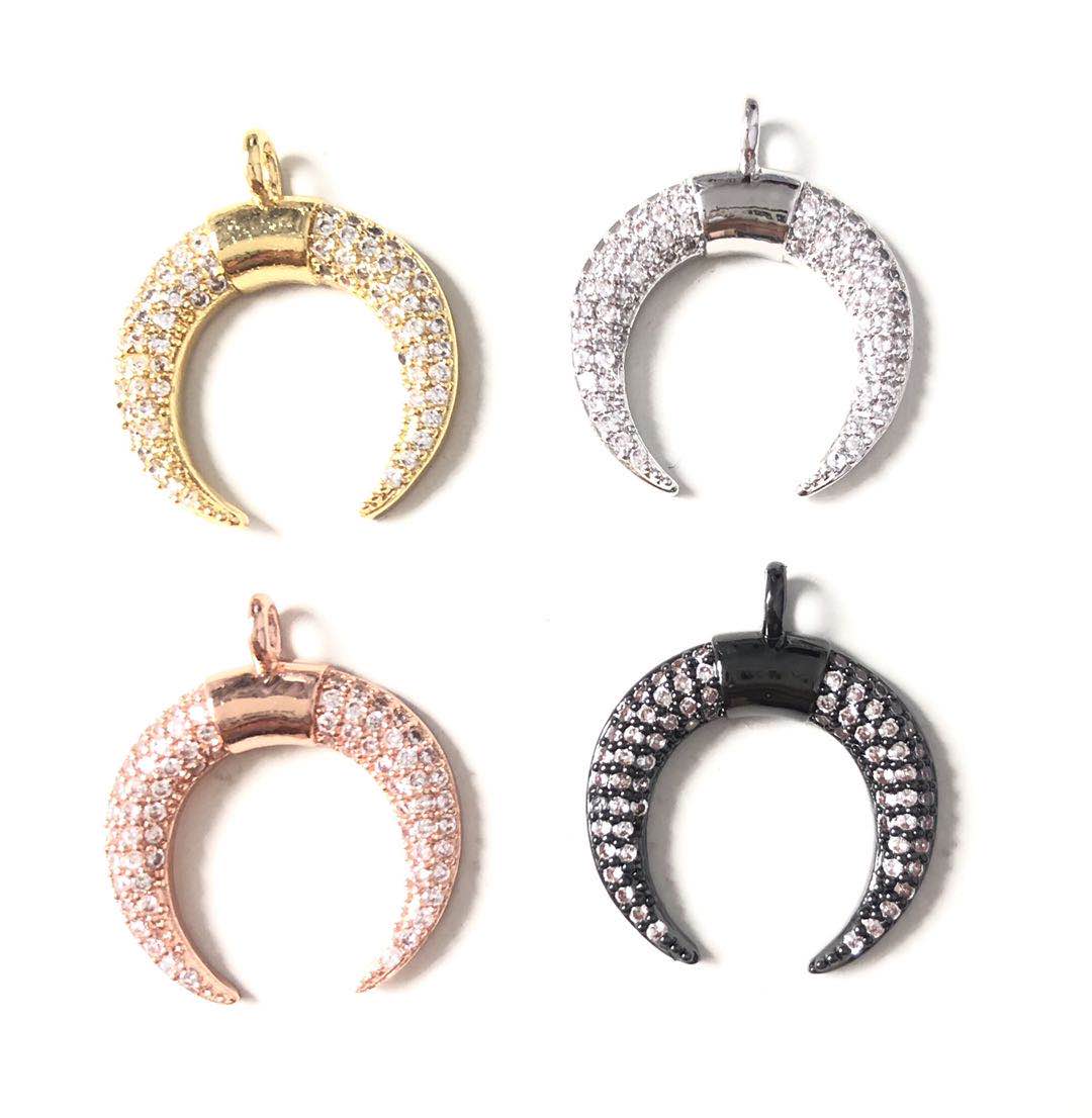 10pcs/lot 20*17mm CZ Paved Moon Charms CZ Paved Charms Sun Moon Stars Charms Beads Beyond