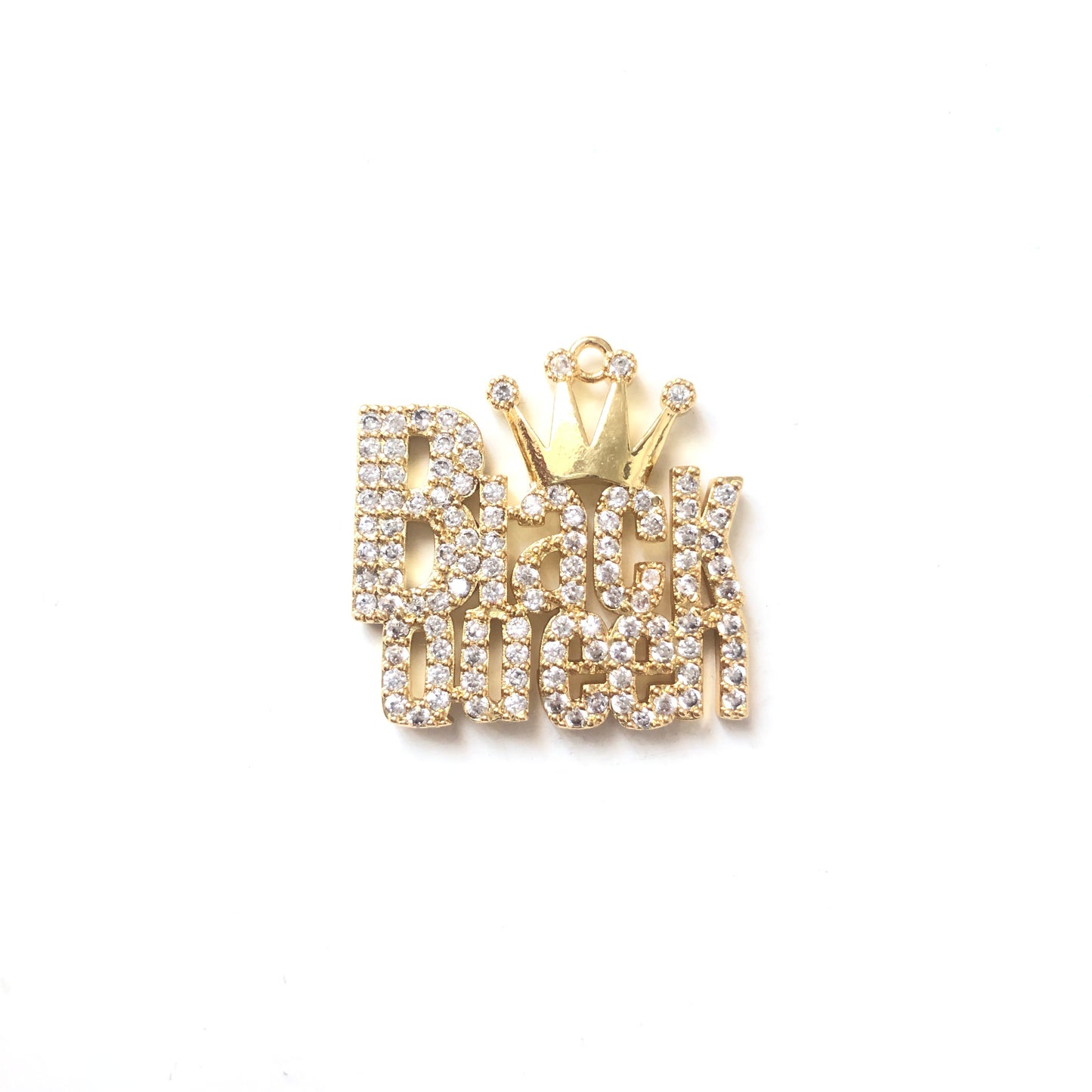 10pcs/lot 26*25.5mm CZ Paved Black Queen Charms Gold CZ Paved Charms Queen Charms Words & Quotes Charms Beads Beyond
