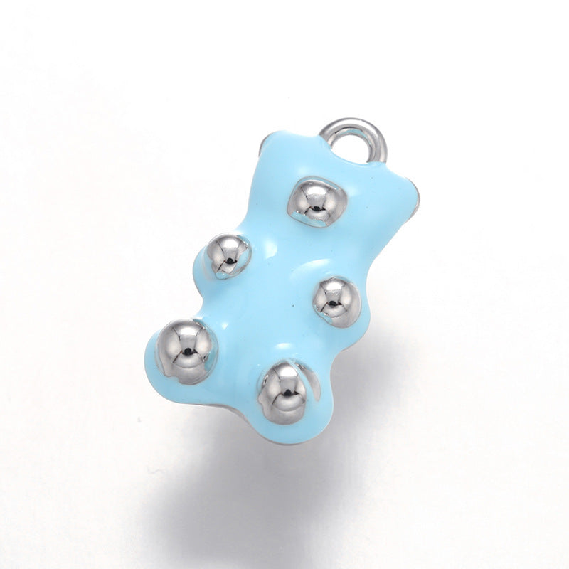 10pcs/lot 17.5*10mm Colorful Enamel Gold & Silver Plated Baby Bear Charm Silver Light Blue Enamel Charms Charms Beads Beyond