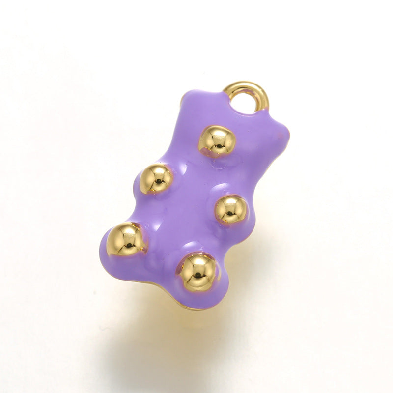 10pcs/lot 17.5*10mm Colorful Enamel Gold & Silver Plated Baby Bear Charm Gold Purple Enamel Charms Charms Beads Beyond
