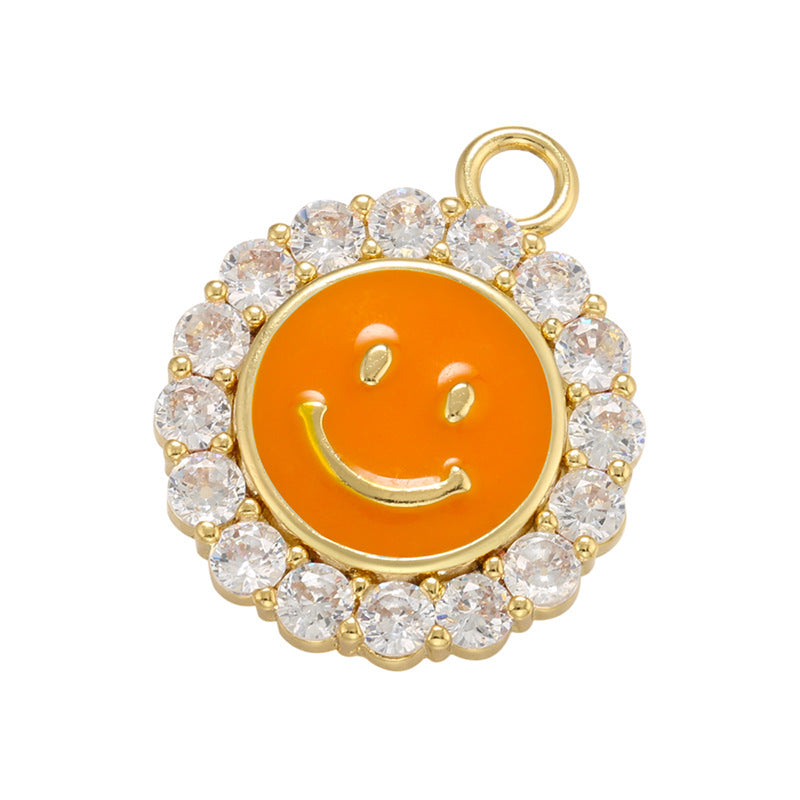 10pcs/lot 23*19mm Gold Plated Colorful Enamel Smile Sun Flower Charm Orange Enamel Charms Charms Beads Beyond