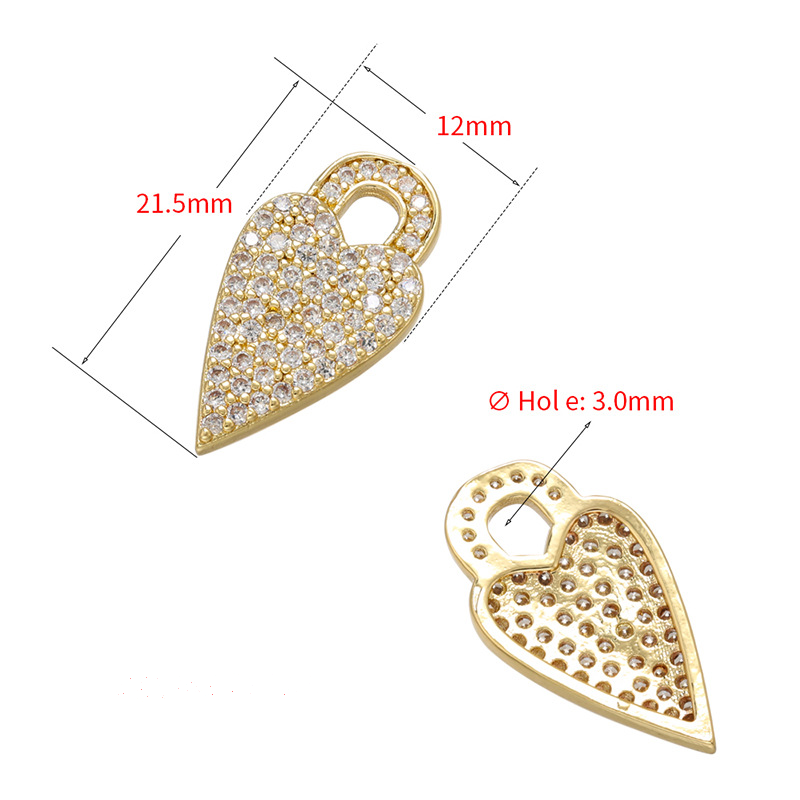10pcs/lot 21.5*12mm CZ Paved Heart Lock Charms CZ Paved Charms Hearts Keys & Locks Charms Beads Beyond