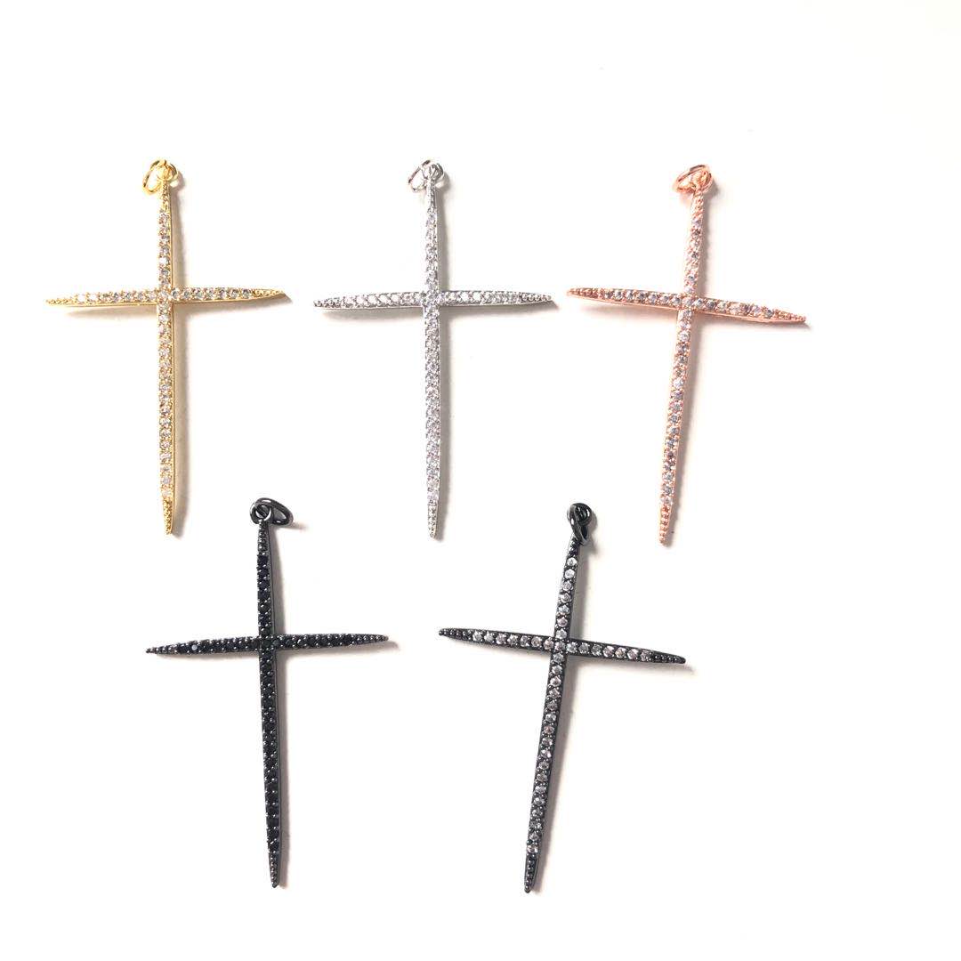 10pcs/lot 45*30mm CZ Paved Cross Charms CZ Paved Charms Crosses Charms Beads Beyond