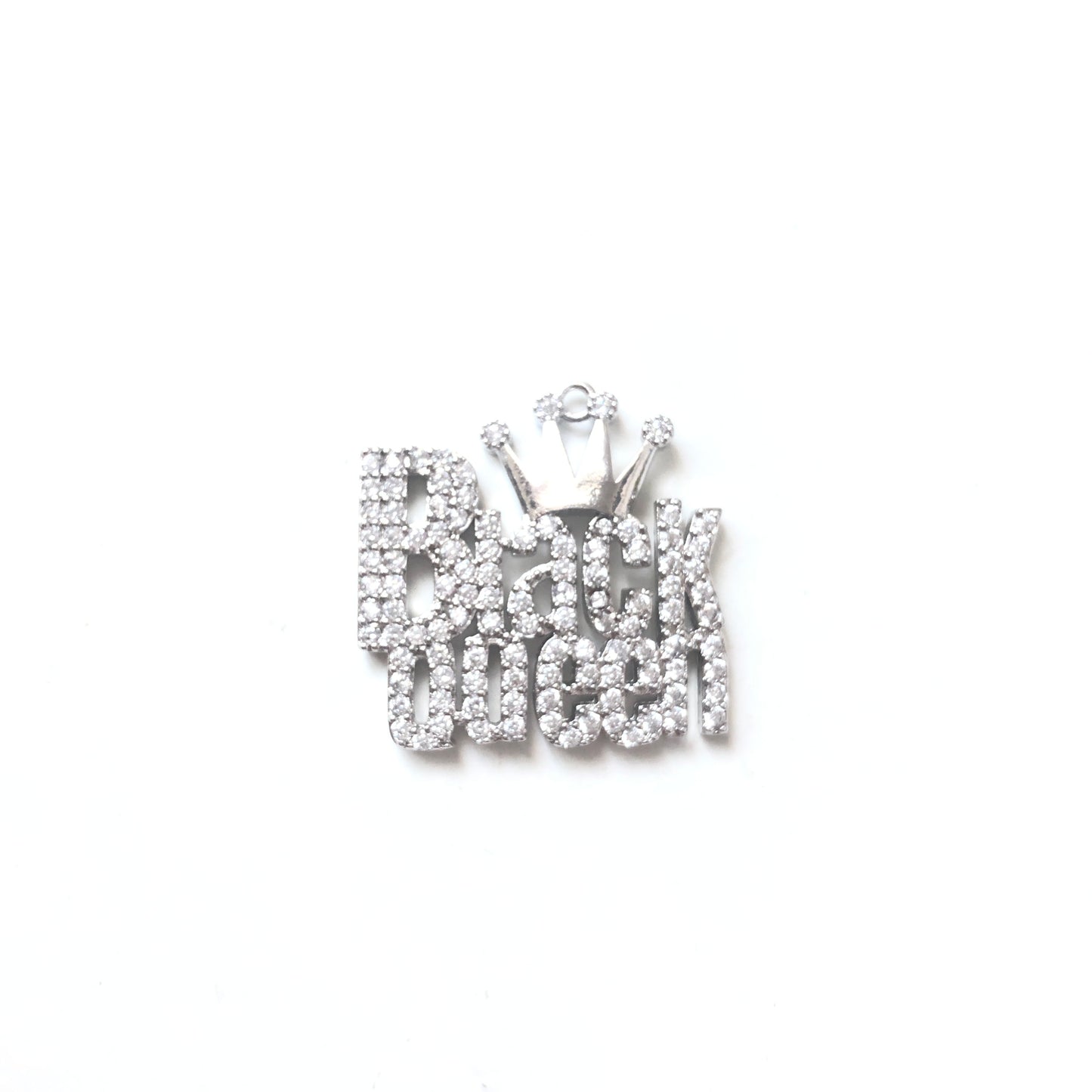 10pcs/lot 26*25.5mm CZ Paved Black Queen Charms Silver CZ Paved Charms Queen Charms Words & Quotes Charms Beads Beyond
