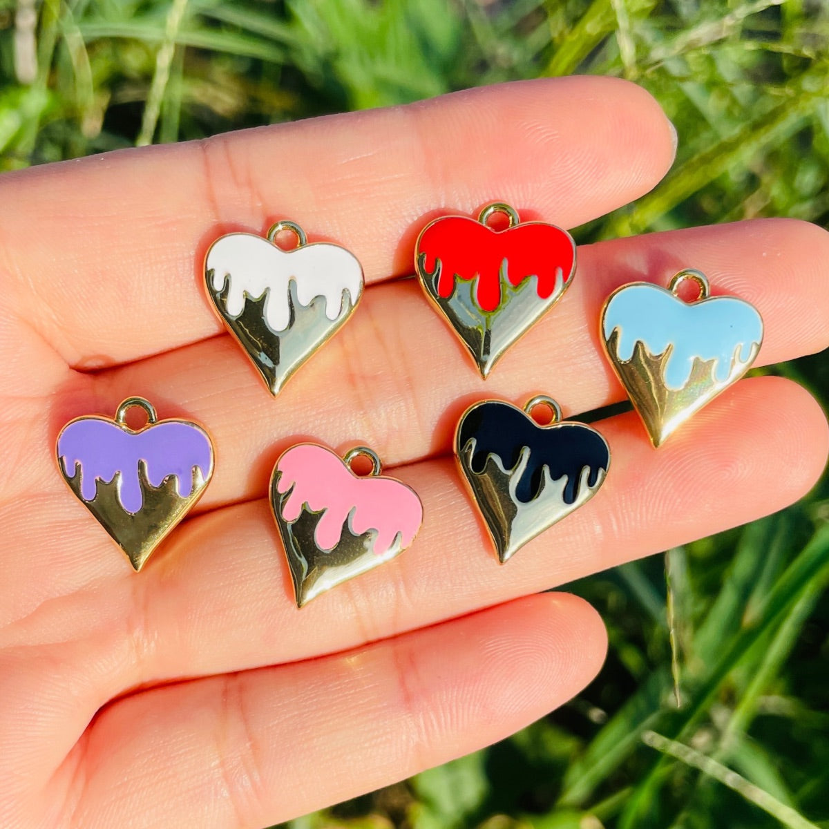20pcs/lot 16*14.5mm Colorful Gold Plated Enamel Heart Charm Enamel Charms Charms Beads Beyond