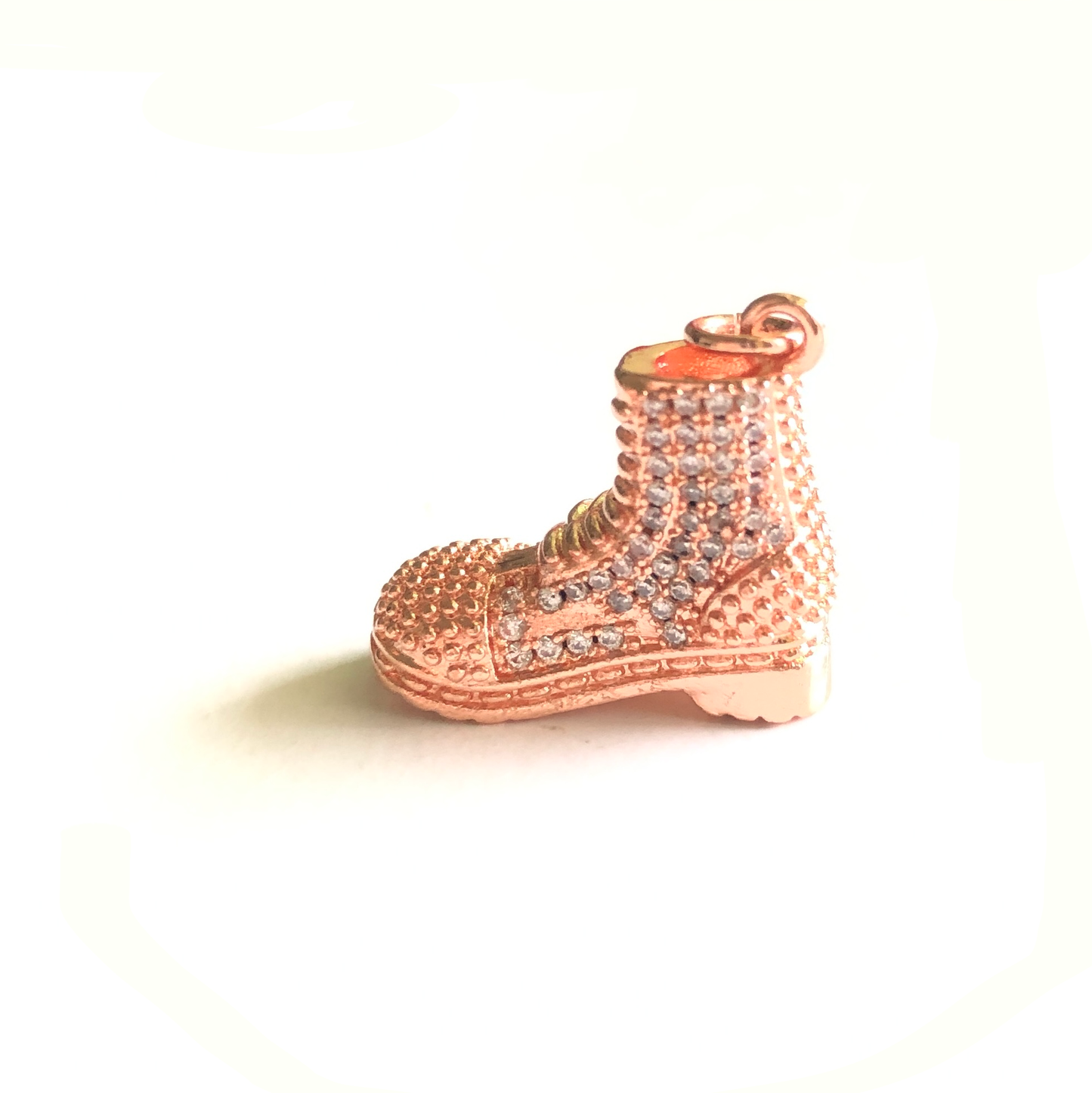 10pcs/lot 23*18mm CZ Paved 3D Boots Shoe Charms Rose Gold CZ Paved Charms Fashion On Sale Charms Beads Beyond
