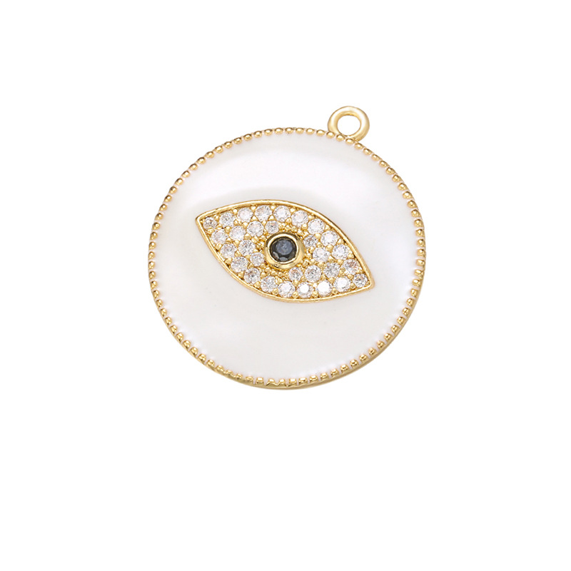 10pcs/lot 27.5*24mm Colorful Enamel CZ Pave Evil Eye Charm White Enamel Charms Charms Beads Beyond