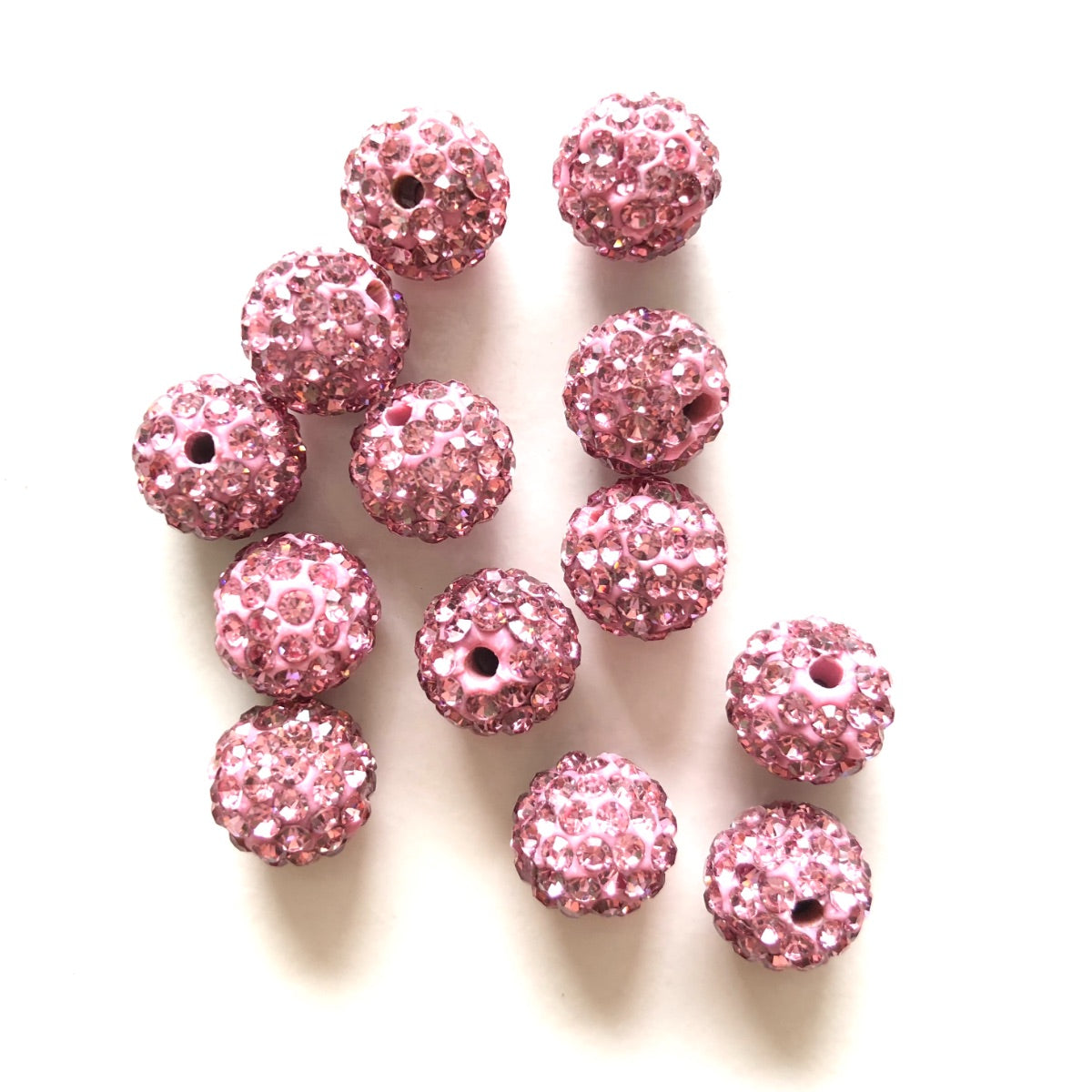 50-100pcs/lot 10mm Light Pink Rhinestone Clay Disco Ball Beads Clay Beads Charms Beads Beyond